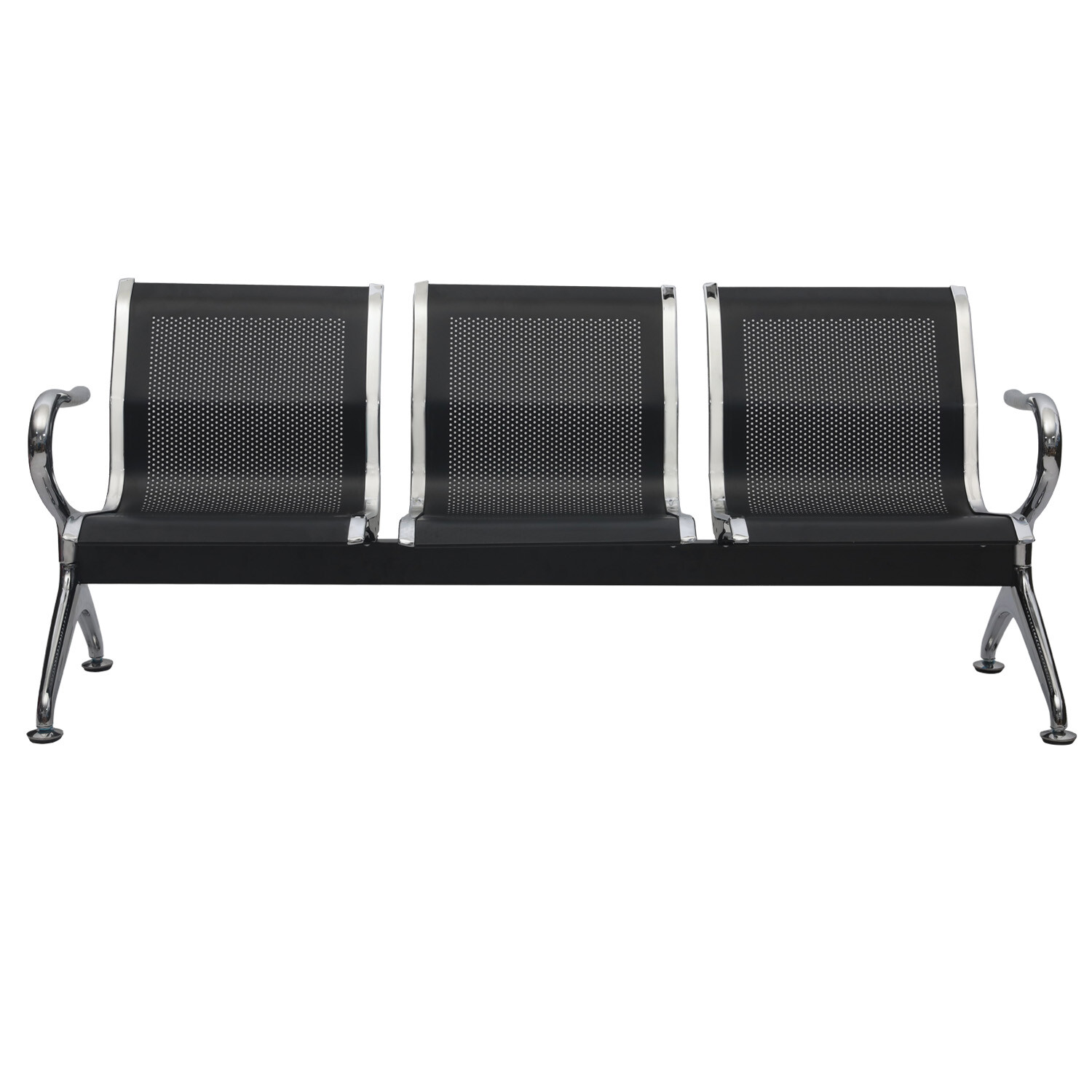 Heavy Duty 3-Seat Airport Office Waiting Chair Salon Bench Seat Black