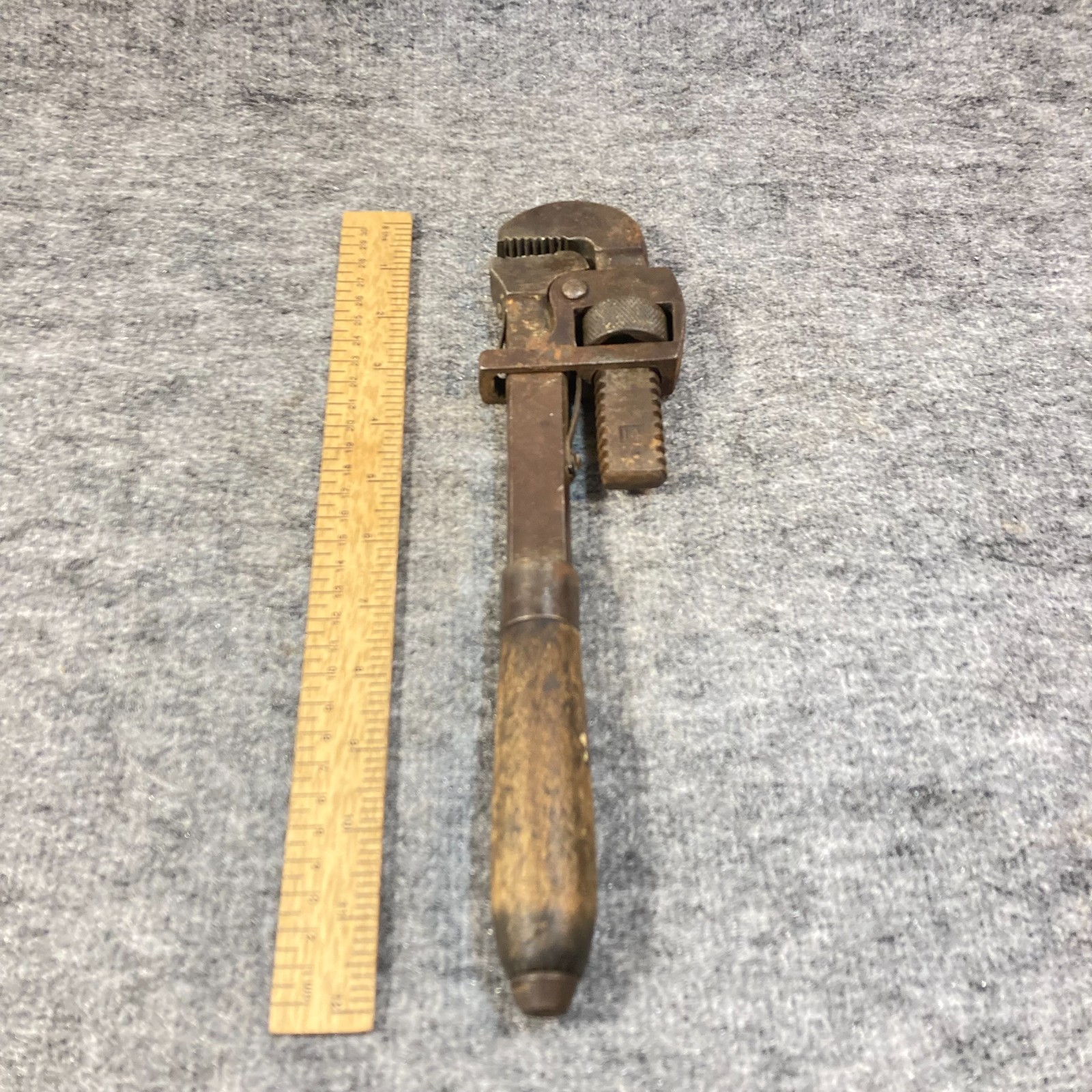 Vintage Pexto Pipe Wrench 12" Wood Handle #14 Plumbing Tool USA