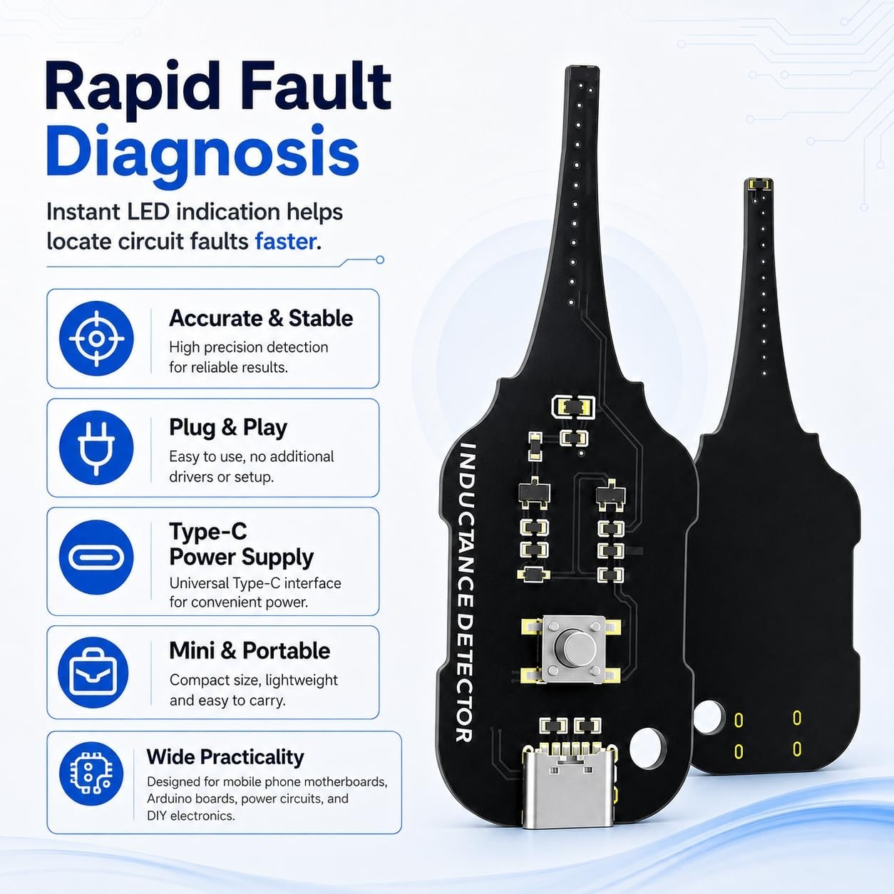 2pack Portable Mini Inductor Tester, Type-C Powered High Precision Mainboard ...