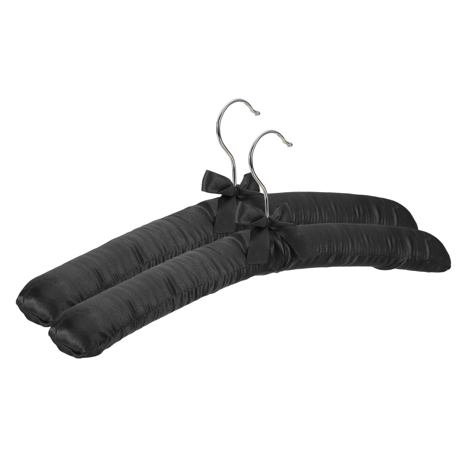 2 Pcs Satin Padded Hangers, 15 Inch Blouse Hangers for Women, Black