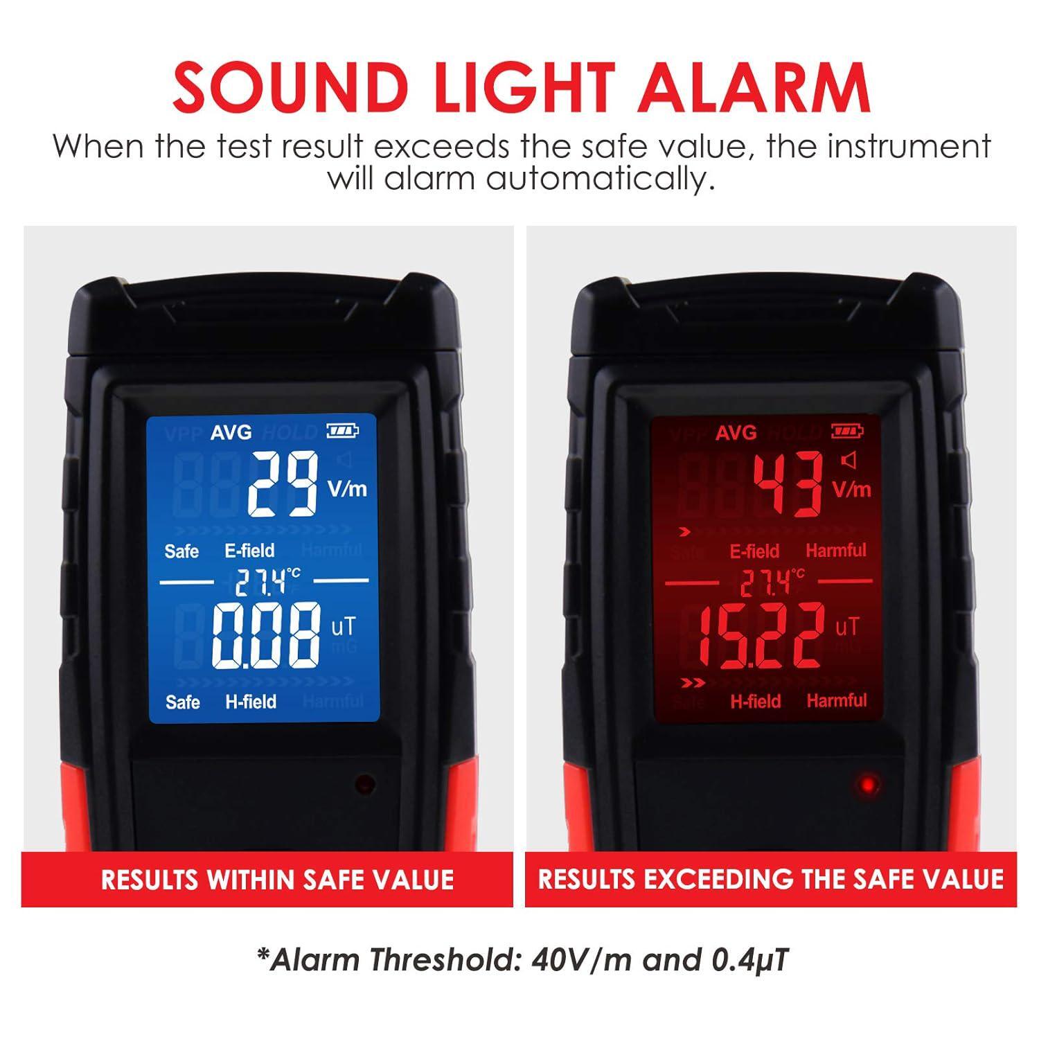 EMF Meter Digital Electromagnetic Field Radiation Detector With Sound Light EMF
