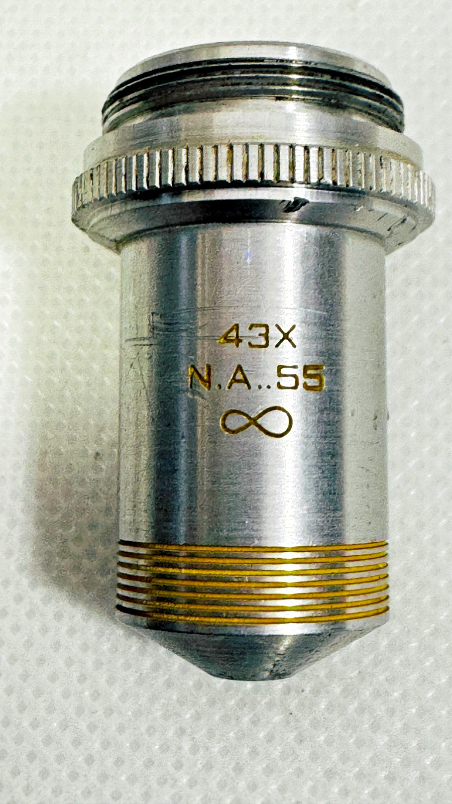 Vintage AO Spencer 43X Microscope Objective Lens N.A. 0.55 Infinity Coated