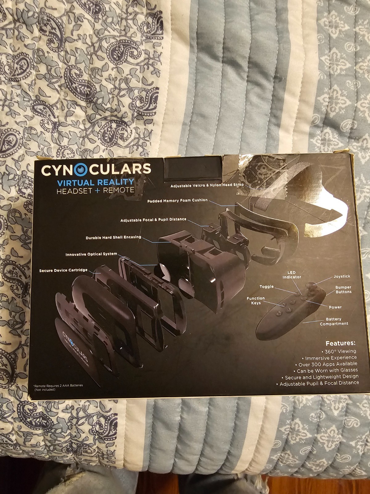 Cynocular's VR Virtual Reality App 3D Glasses Adjustable Headset Plus Remote
