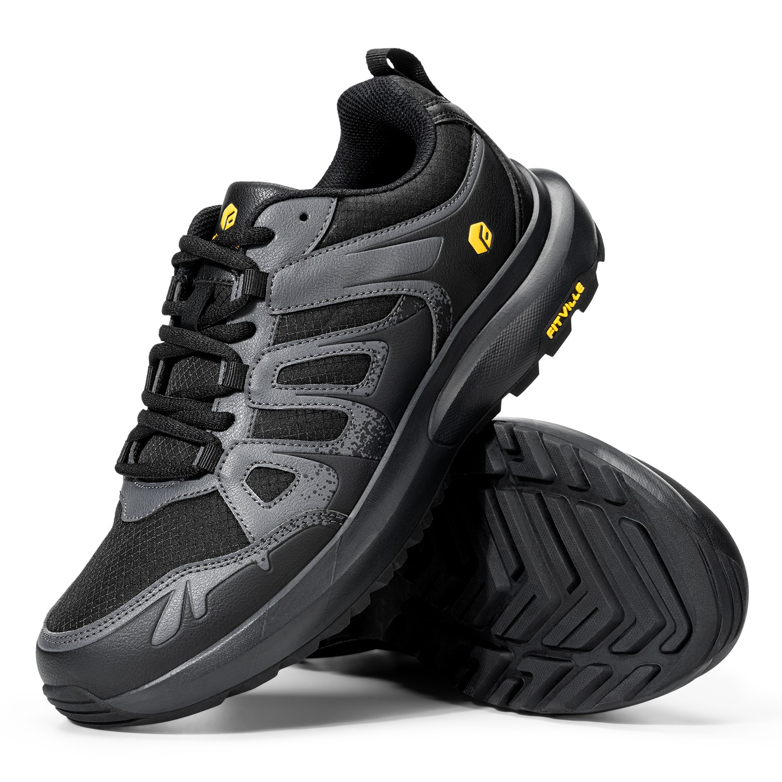 FitVille Mens Sneakers Hiking Shoes Cushioning Water Repellent Running Trails