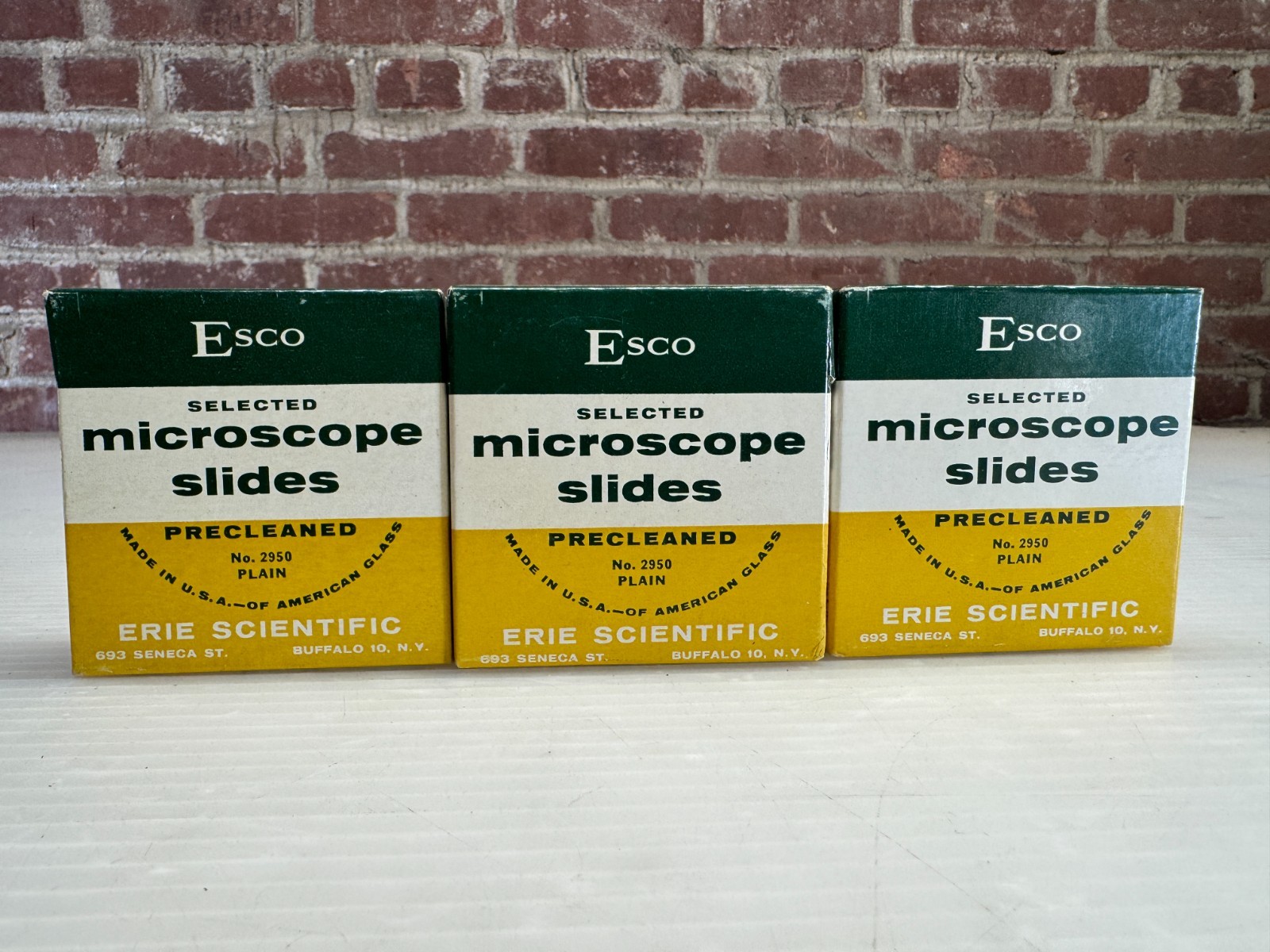 Lot of 3 NOS Vintage Esco No. 2950 Precleaned Plain Microscope Slides 25x75mm