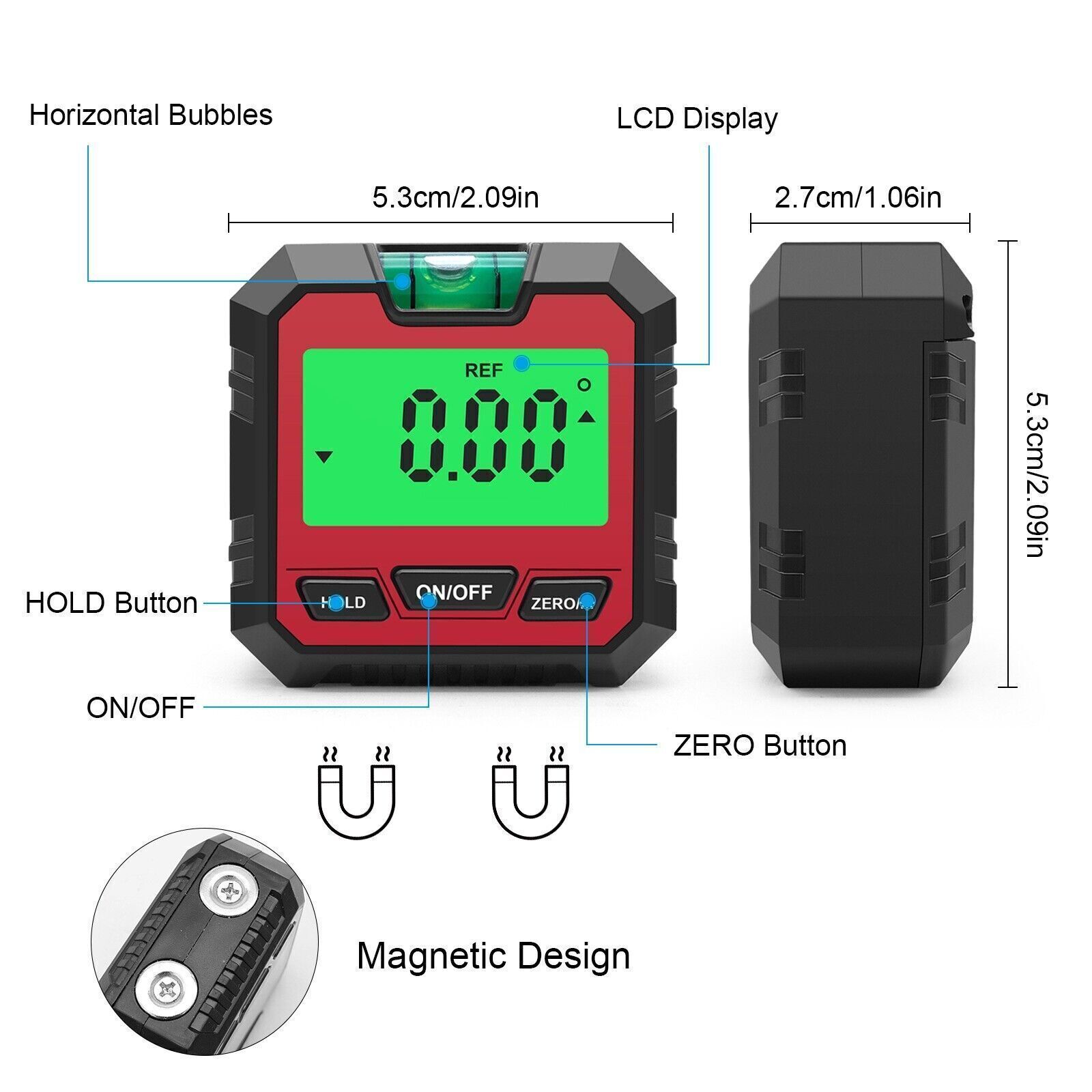 4*90° Red Magnetic Digital Level Box Angle Finder Protractor Goniometer USQrn8