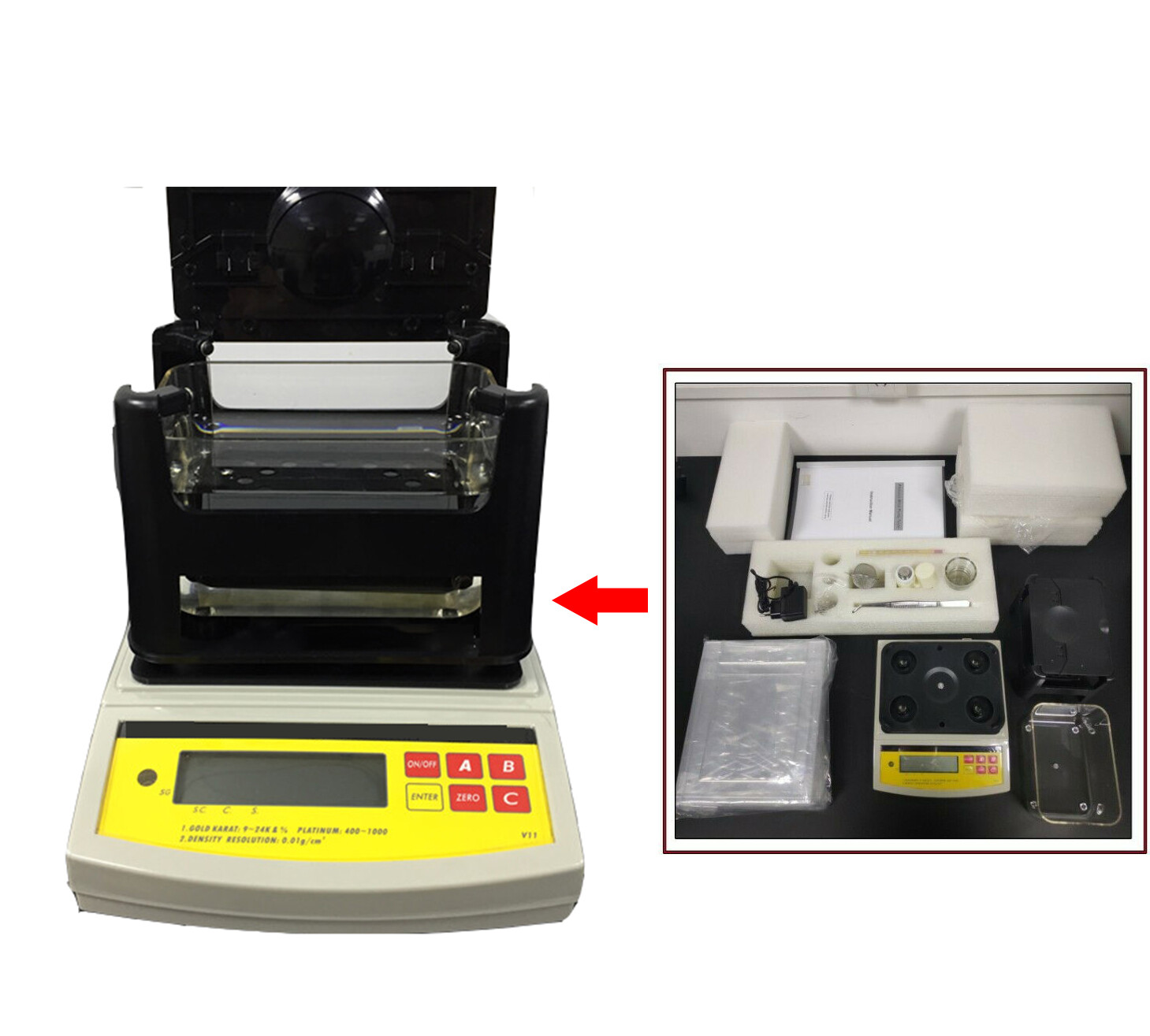 Gold Purity Tester Density Tester Gold Karat Densitometer 2000g Maximum weight