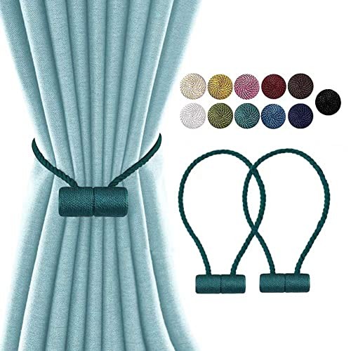 2 Pack Window Magnetic Curtain Tiebacks Holdbacks VS Upgraded 16 Inch Teal