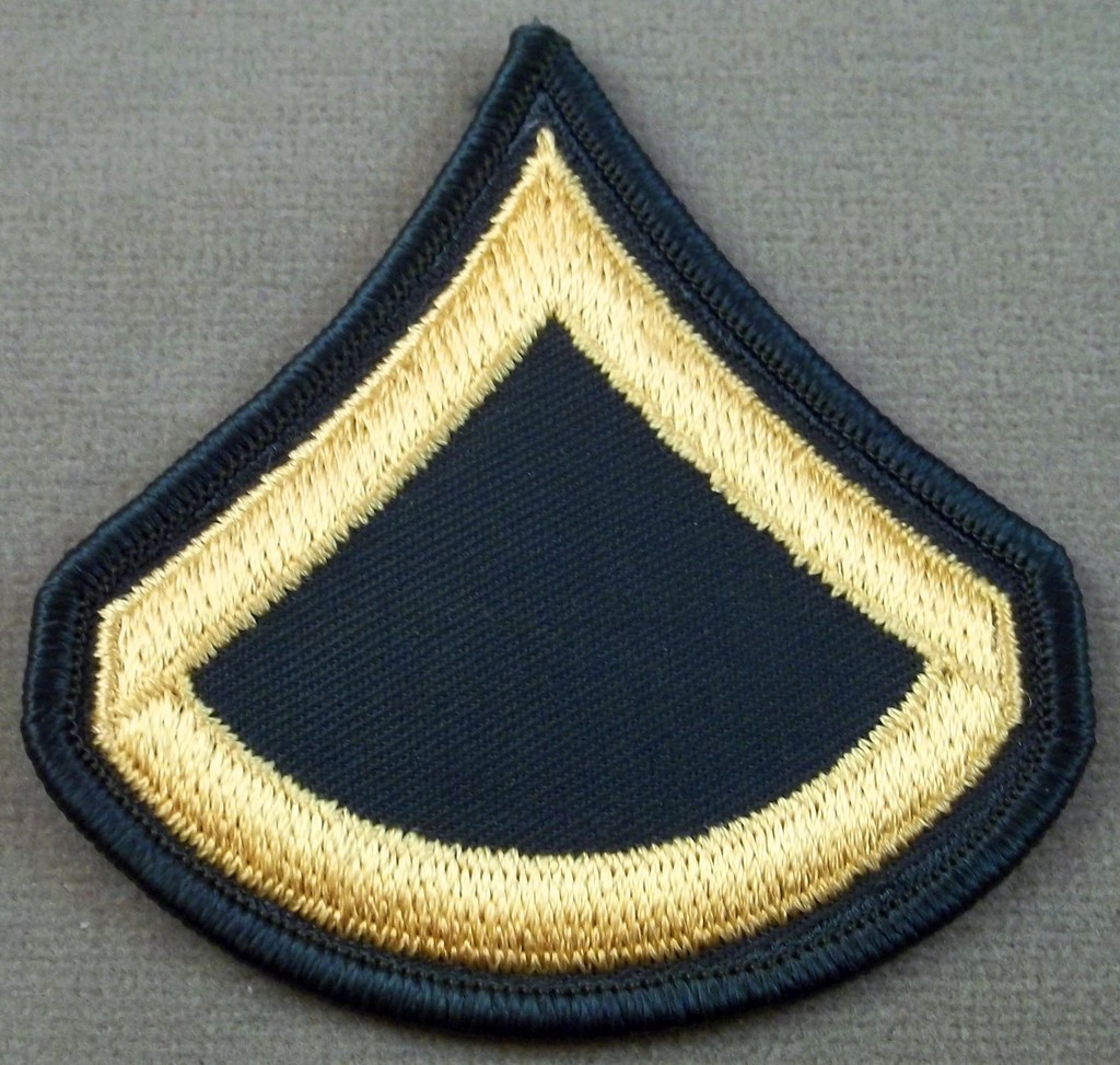 US Army Large Sleeve Rank Insignia Private First Class Merrowed Edge New Pair