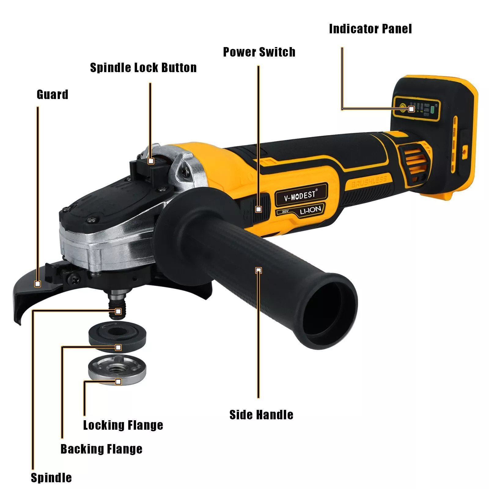 NEW Cordless 4-1/2" to 5" Angle Grinder For Dewalt 20V Max Battery Brushless