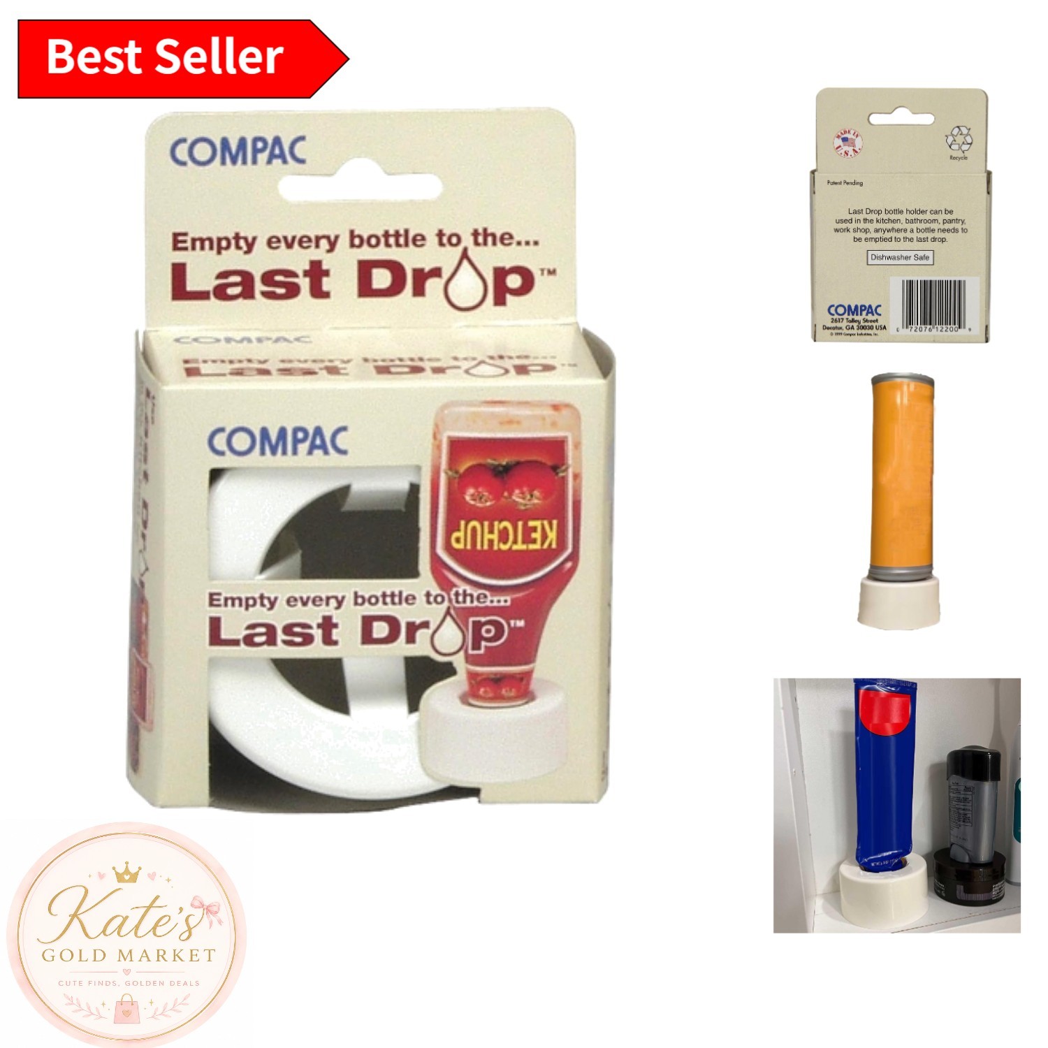 Innovative Last Drop Bottle Stabilizer for Kitchen & Bathroom Efficiency, White