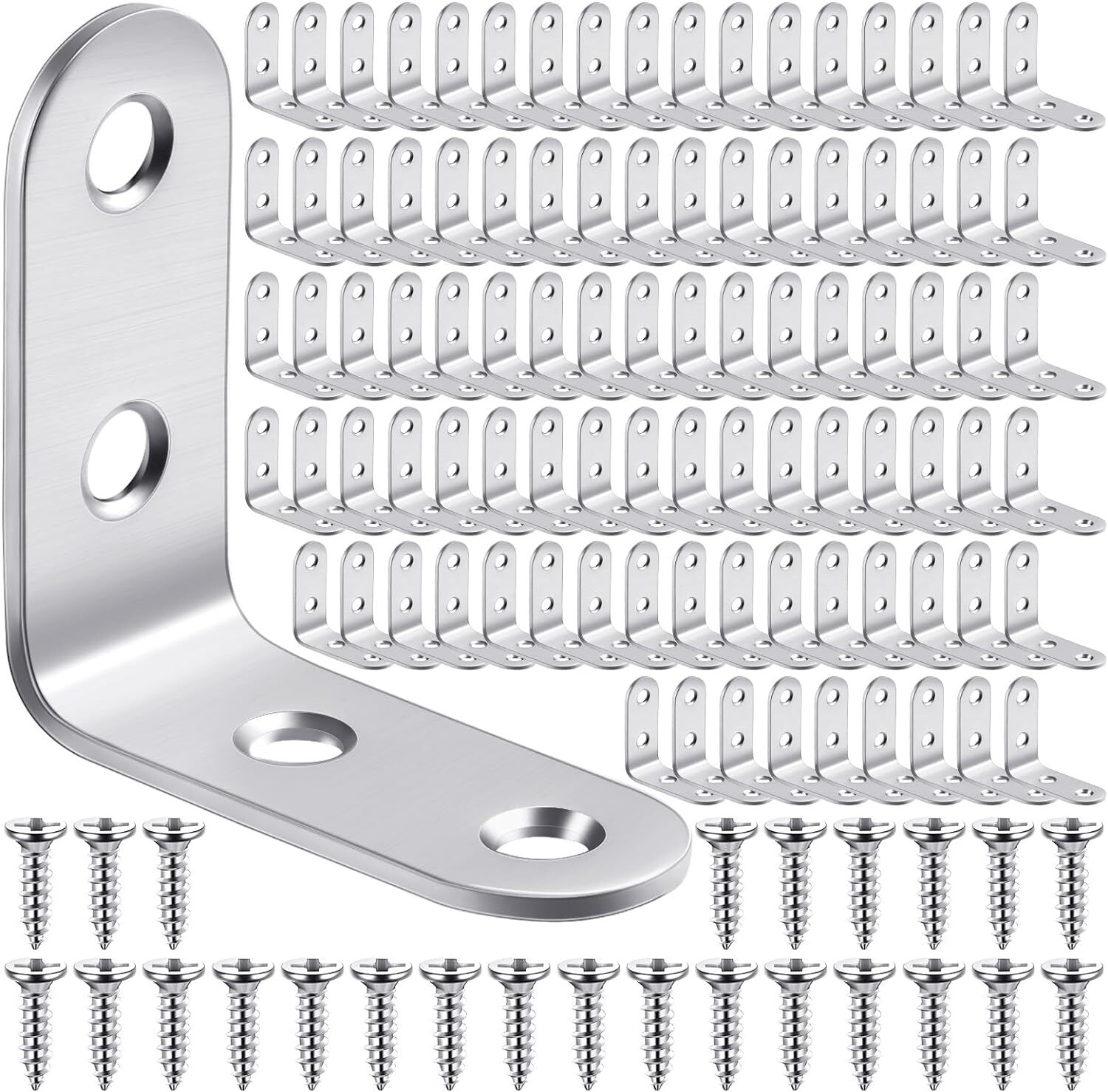 L-Shaped Bracket Corner Brace 1.5in 90 Degree Angle Corner Stainless Steel Lot