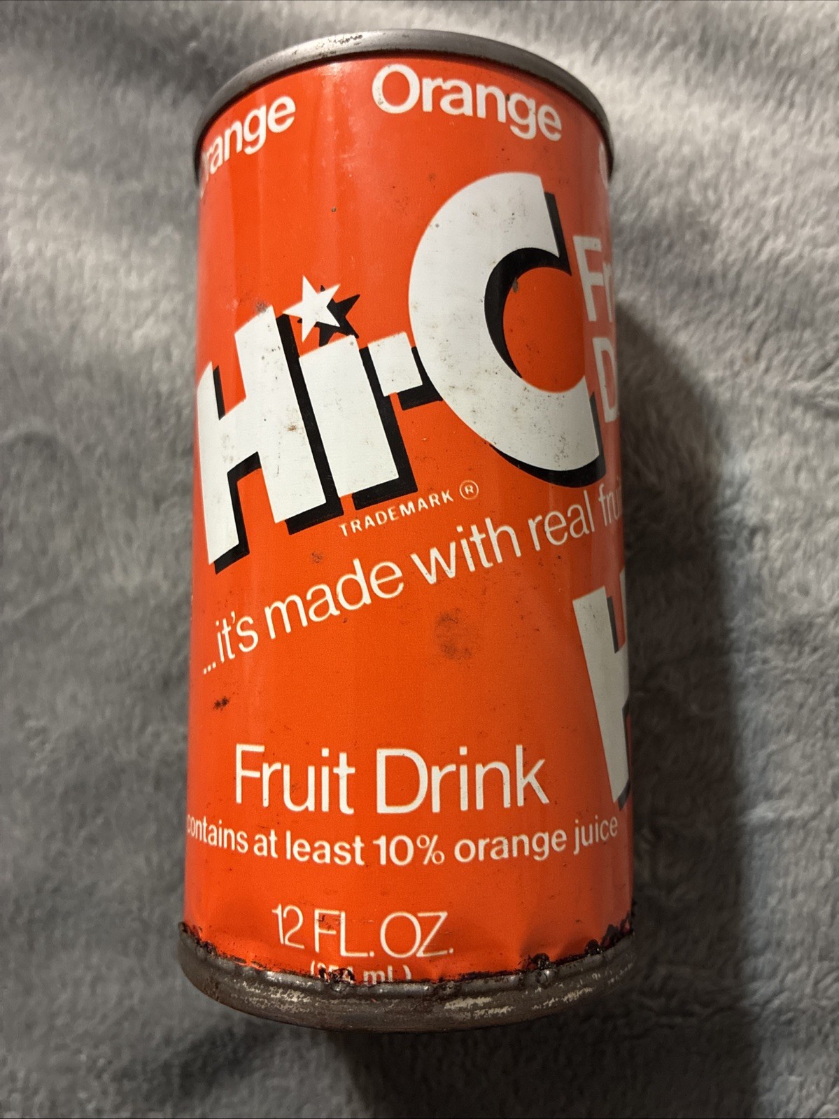 Vintage Hi-C Orange Fruit Drink 12oz Steel Soda Can By The Coca-Cola Company