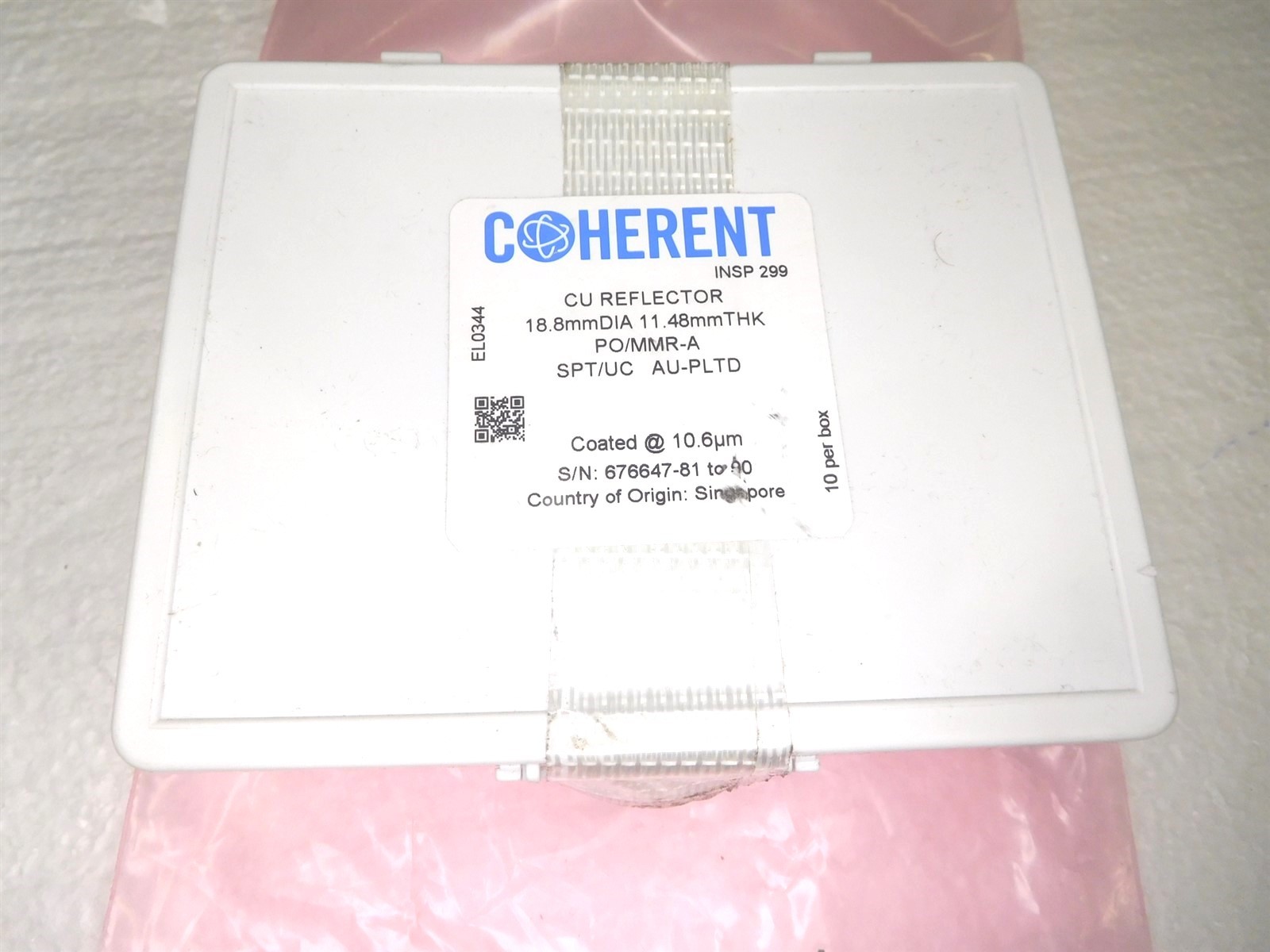 (10) COHERENT CU Reflector 18.8mm Dia. 11.48 THK PO/MMR-A (072726)