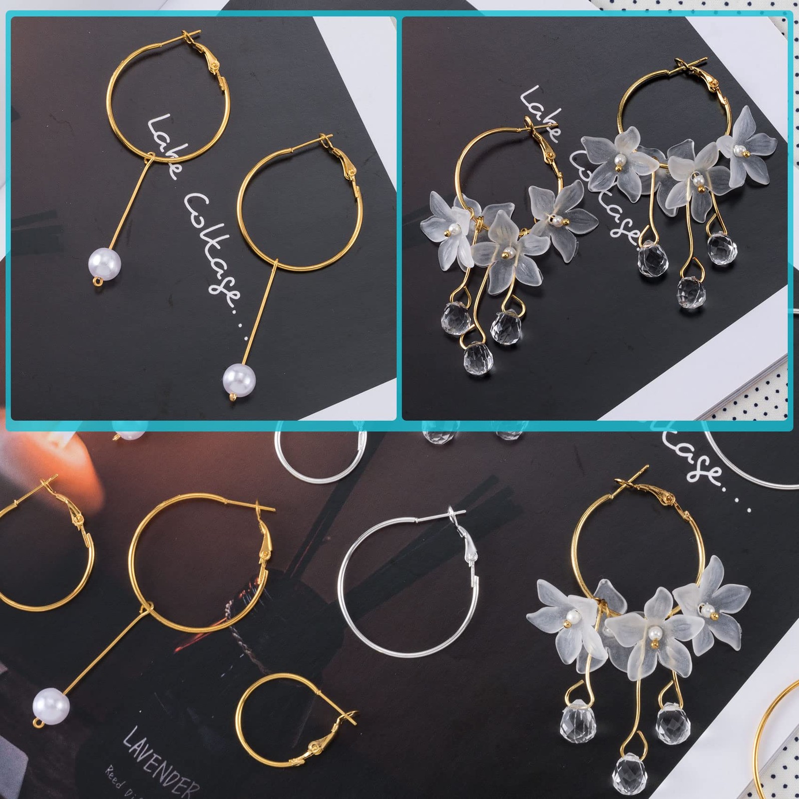 96Pcs Hoop Earrings Finding, Hypoallergenic Alloy round Earring Hoops