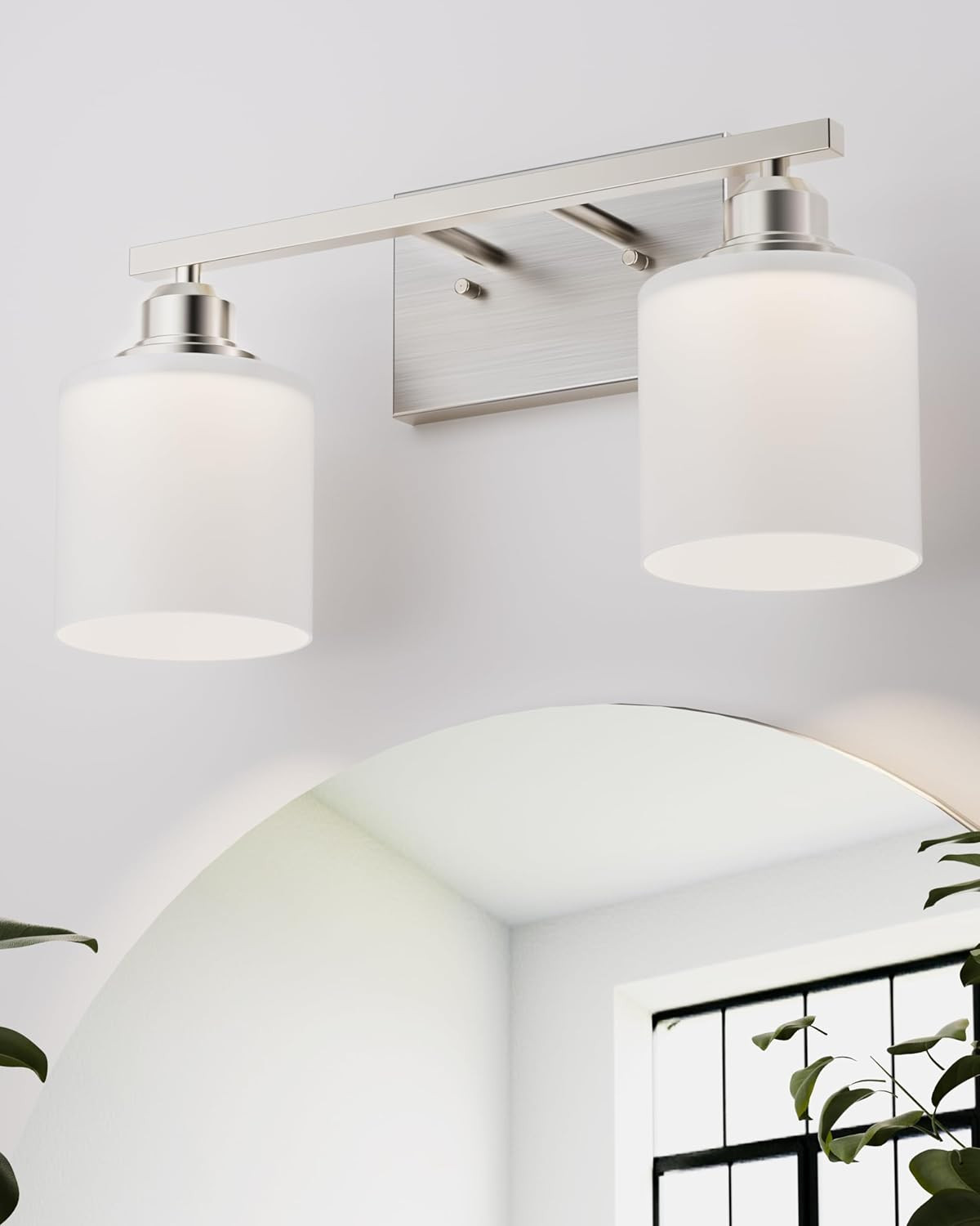 Bathroom Light Fixtures 2-Light, Brushed Nickel Vanity Lights Fixtures, Modern B