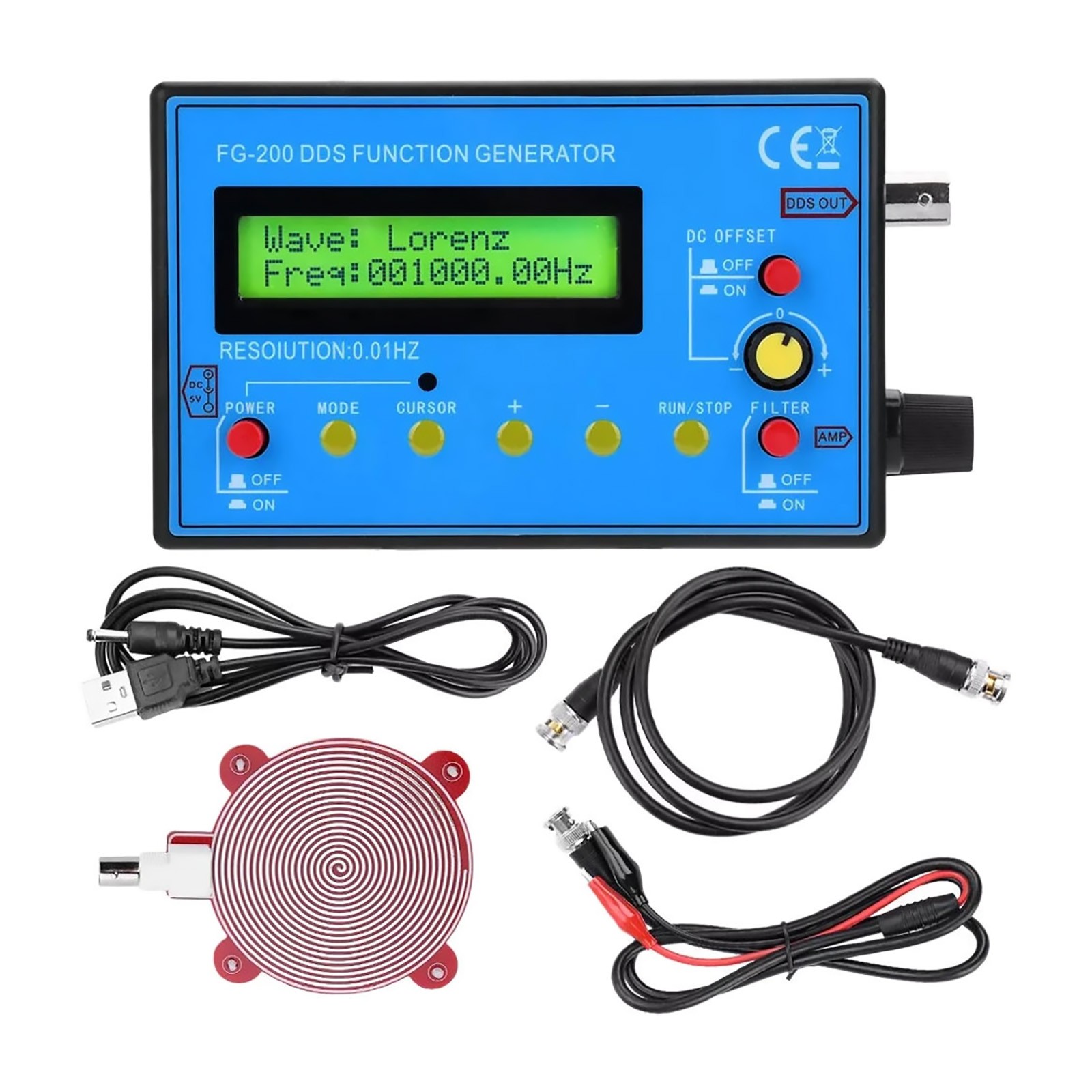 Portable DDS Function Generator 0.01Hz-500kHz 15 Wave Output LCD Display Unit