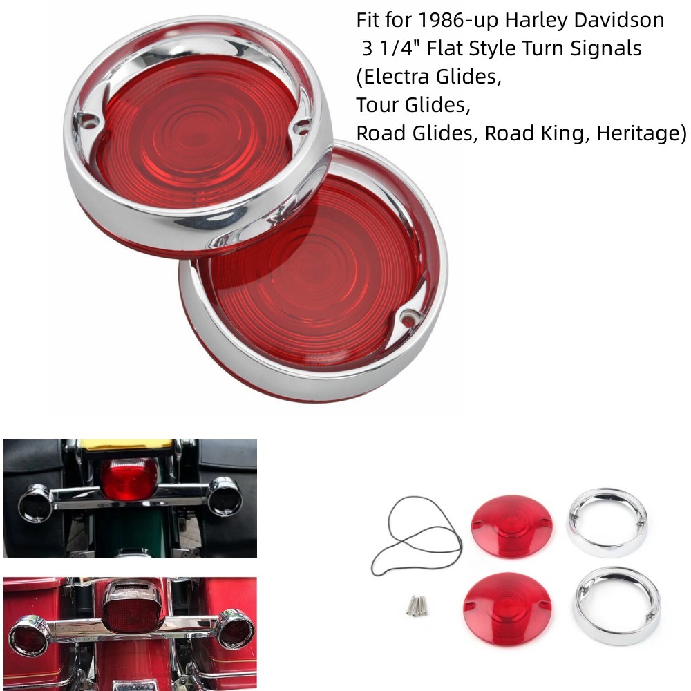 2X Chrome Turn Signal Lens Bezels Trim Ring For Harley Electra Glides Road King