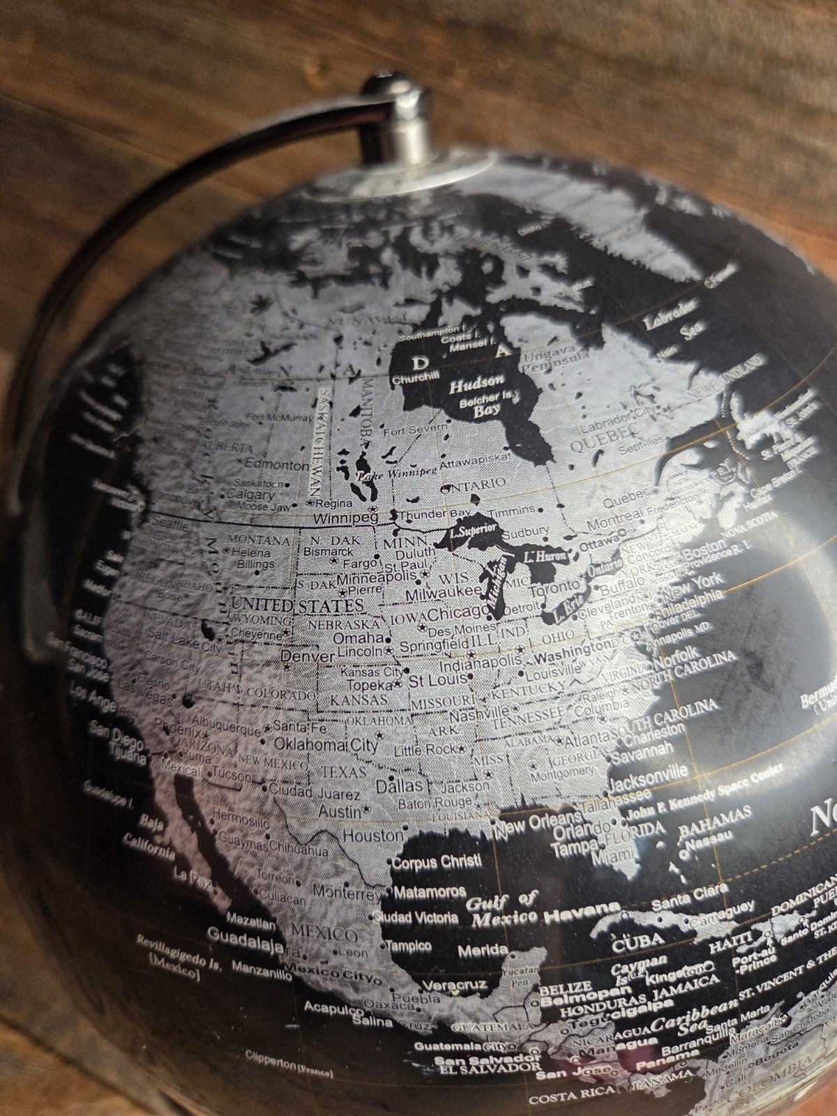 Black Metallic World Globe - 12 Inch Tabletop Globe