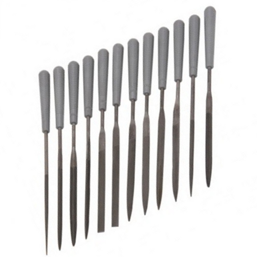 PRECISION NEEDLE FILE SET WITH HANDLES 12 Pc Hobby Tools Pittsburgh 4614 56085