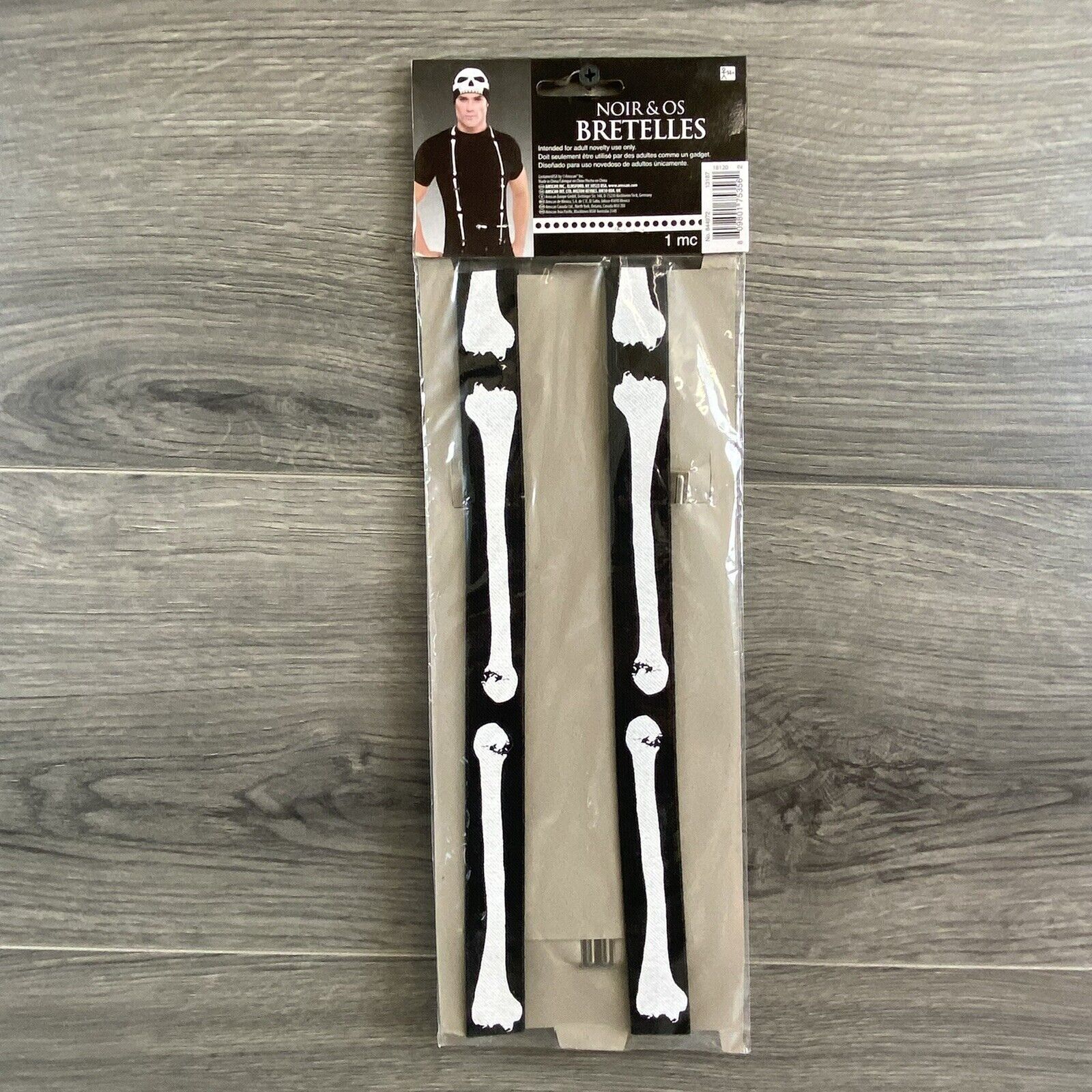 Black & Bone Skeleton Suspenders Costume Halloween Cosplay Dress Up New