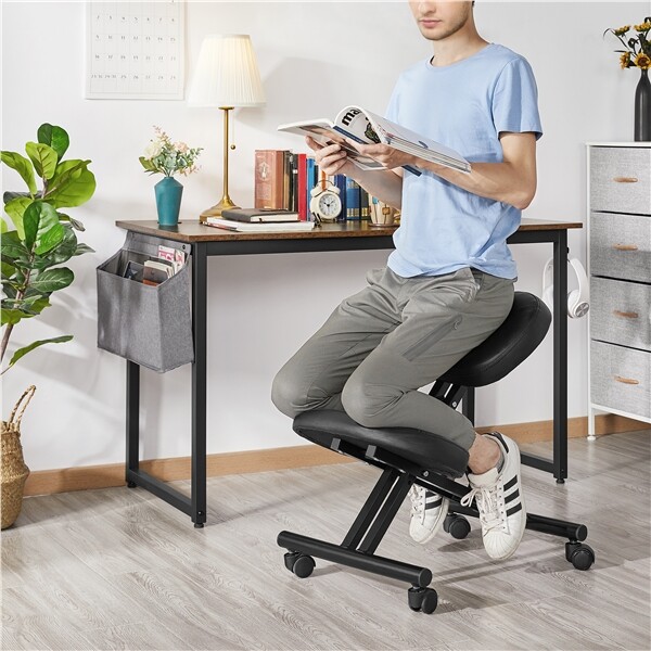 Ergonomic Kneeling Chair Adjustable Posture Chair Stool with Angled Seat Black