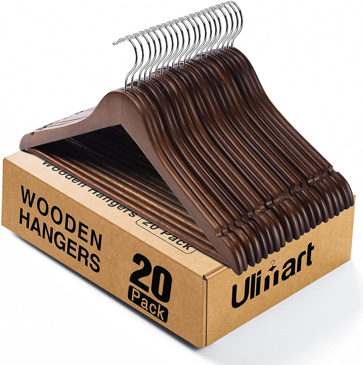 Wooden Hangers 20 Pack,Clothes Hanger for Daily Used,Coat Hanger for Closet,Heav