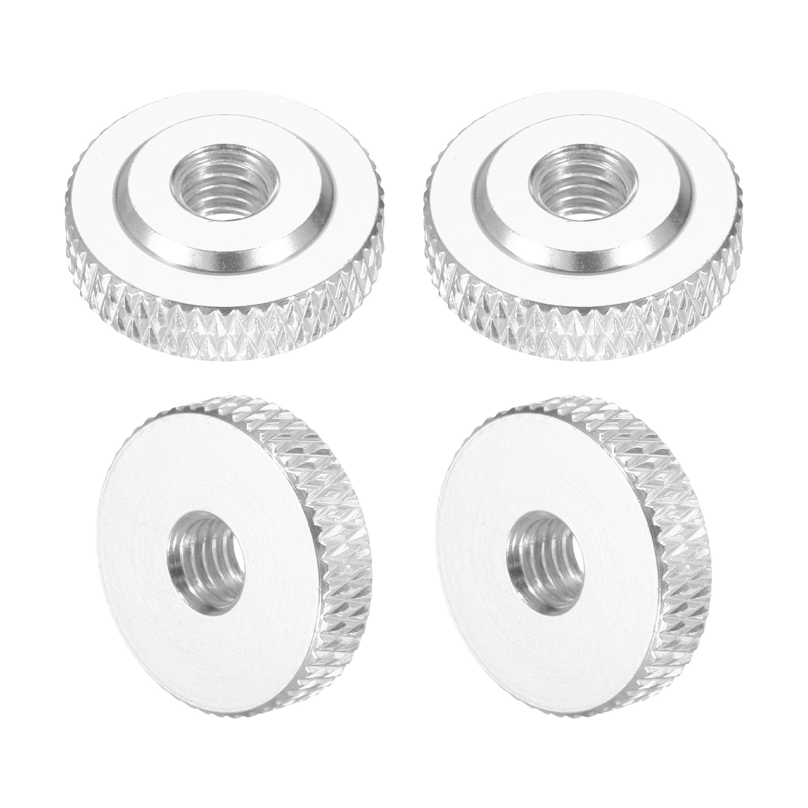 4Pcs M5x16mmx5mm Shoulder Knurled Thumb Nuts, Silver Tone