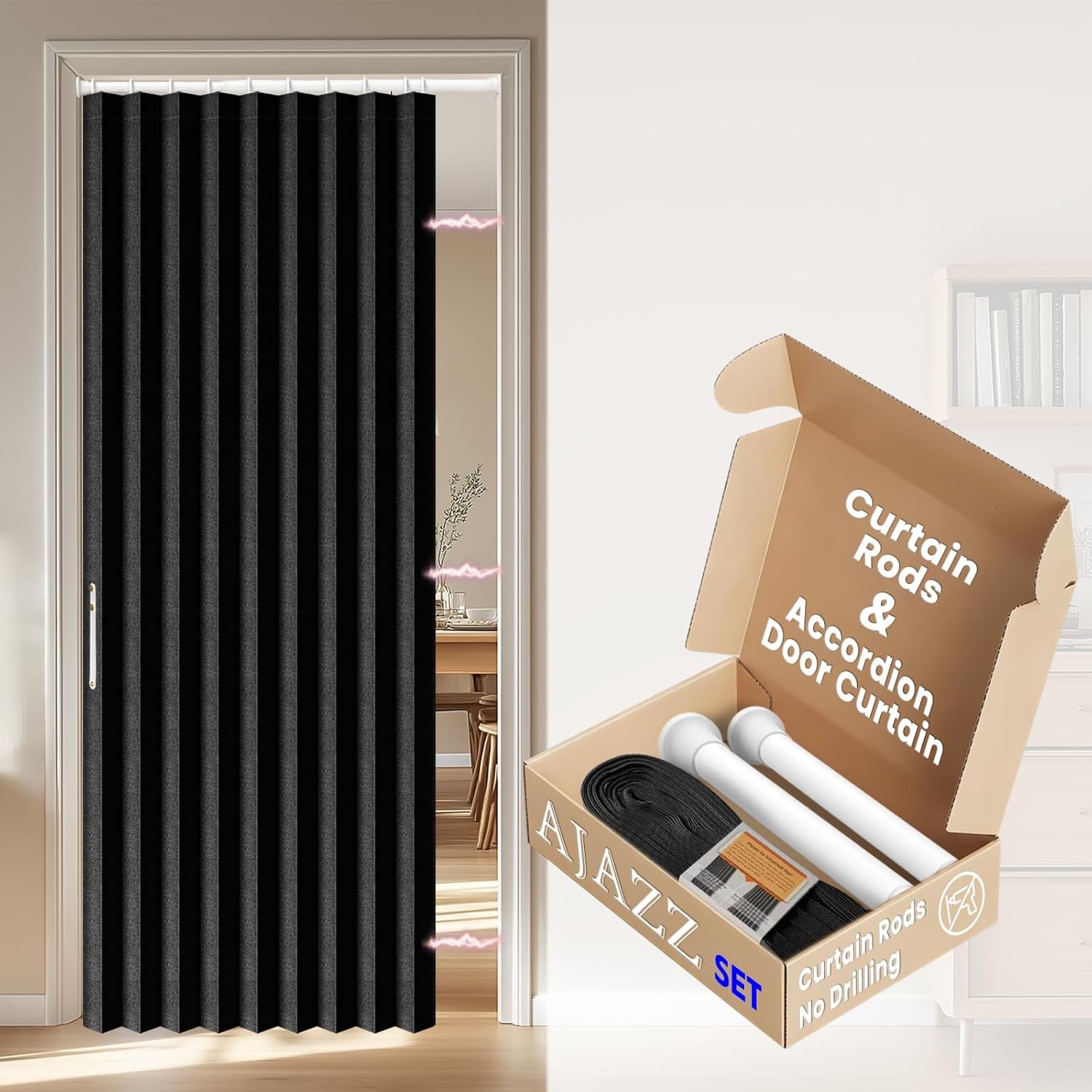Blackout Accordion Door Invisible Accordion Doors Interior Magnetic Door Curtain