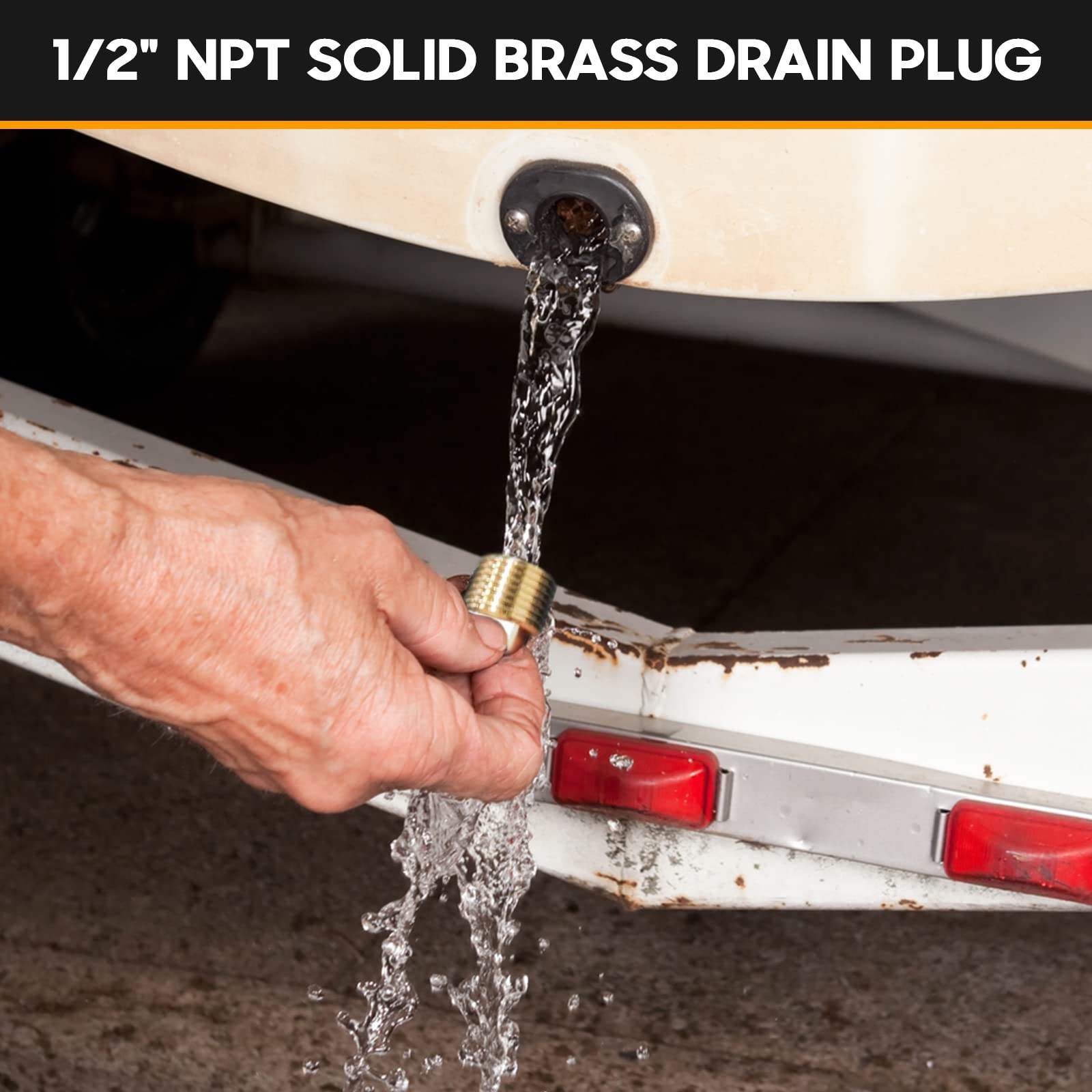 2 Pack 1/2 Inch Npt Solid Brass Boat Drain Plug, Garboard, Fits Most Hulls