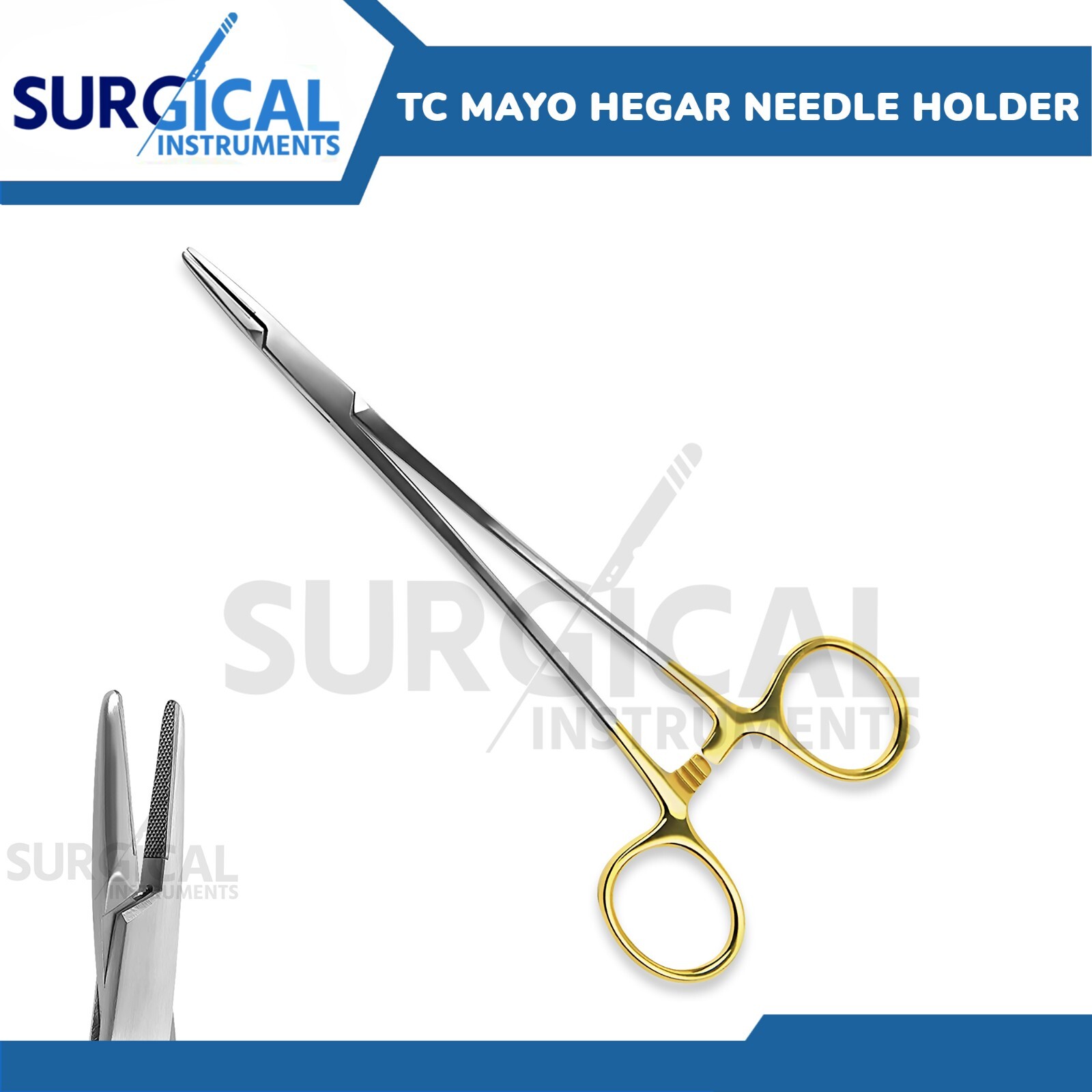 T/C Mayo Hegar Needle Holder Driver 8" with Tungsten Carbide German Grade