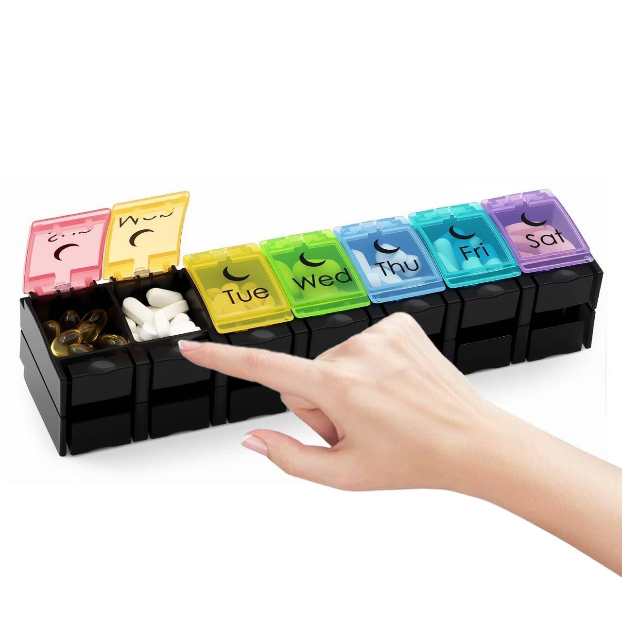 GIIYAA XL Large AM/PM Weekly Pill Organizer Arthritis Friendly, 2 Times a Day...