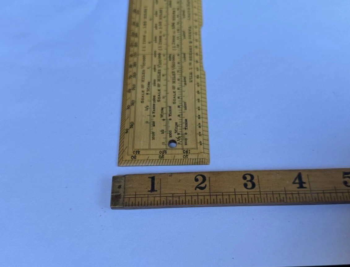 Vintage Army & Navy CSL 6" Rectangular Protractor Map Scale Measuring Ruler Tool