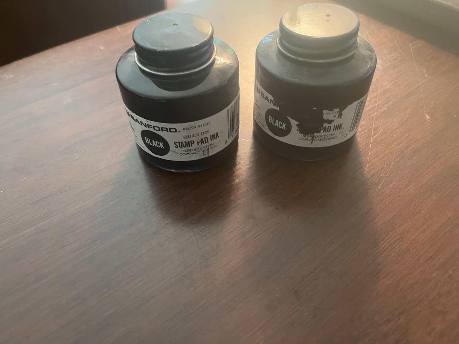 Sanford’s Stamp Pad LOT OF TWO  2 oz- Brush In Cap #58001 Black Quick Dry Ink