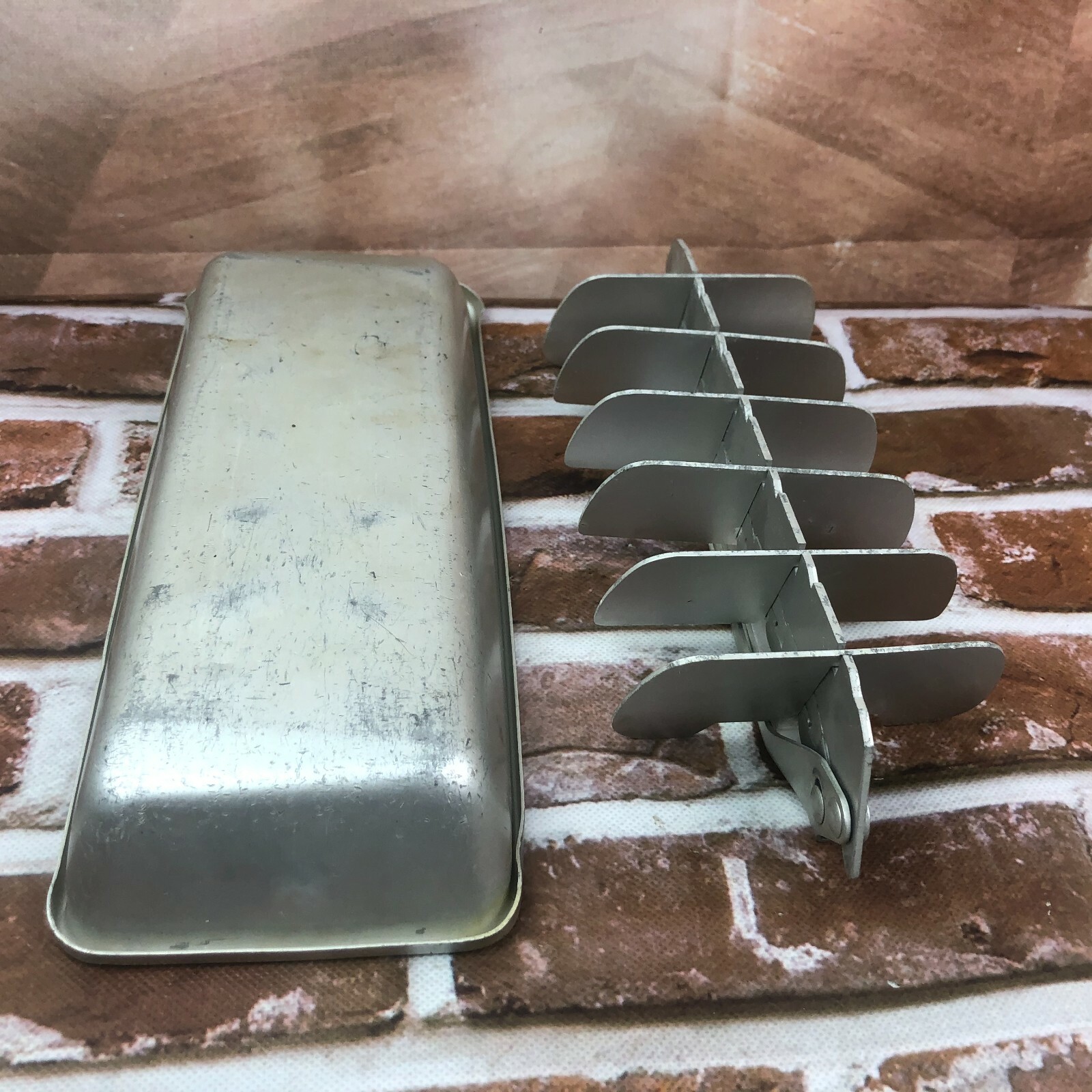 Vintage small Aluminum ice cube tray retro molds 14 cubes