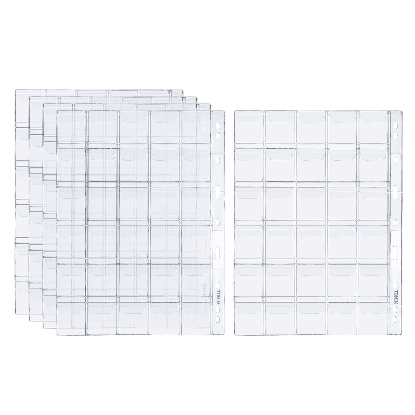 30 Pockets Coin Collecting Pages, 5 Sheets Coin Binder Inserts Sleeves