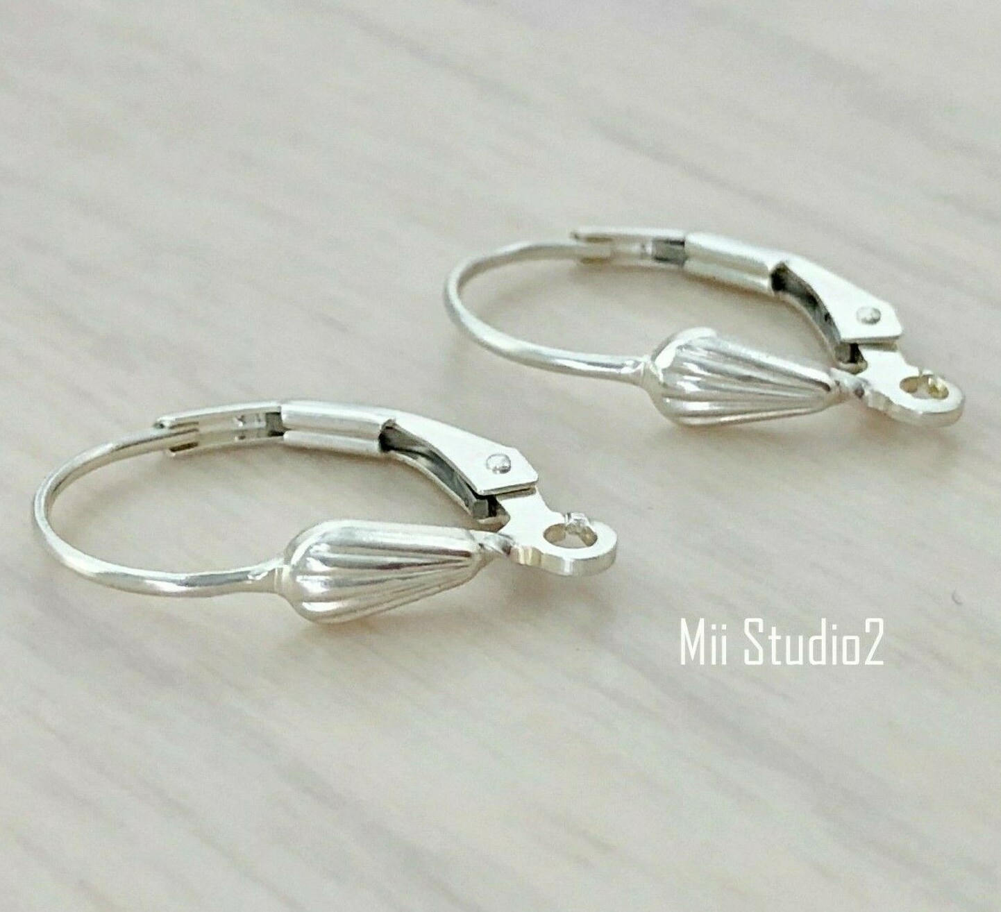 10pcs 925 Sterling Silver Sea Shell leverback earring wire lever back E09s