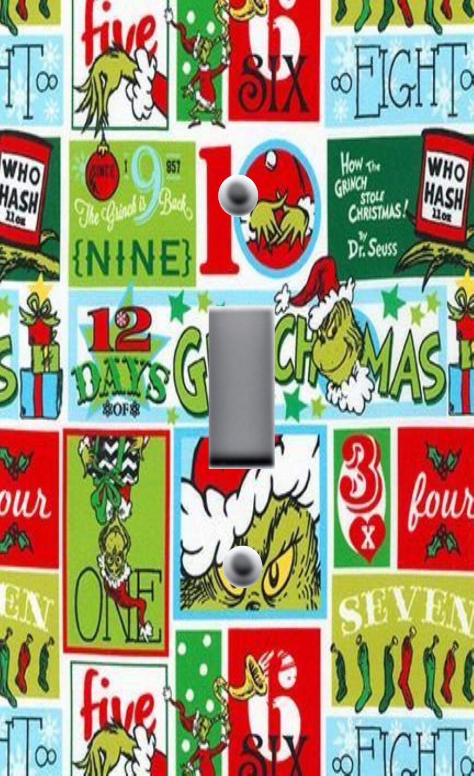 ALL SIZES Light Switch Plate Cover HOW THE GRINCH STOLE CHRISTMAS RED GREEN