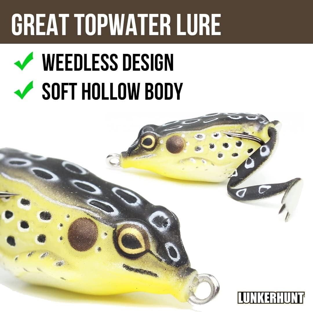 Lot 3 x Lunkerhunt Pocket Frog Lure 1.75" Croaker Color 1/4 oz Topwater Weedless
