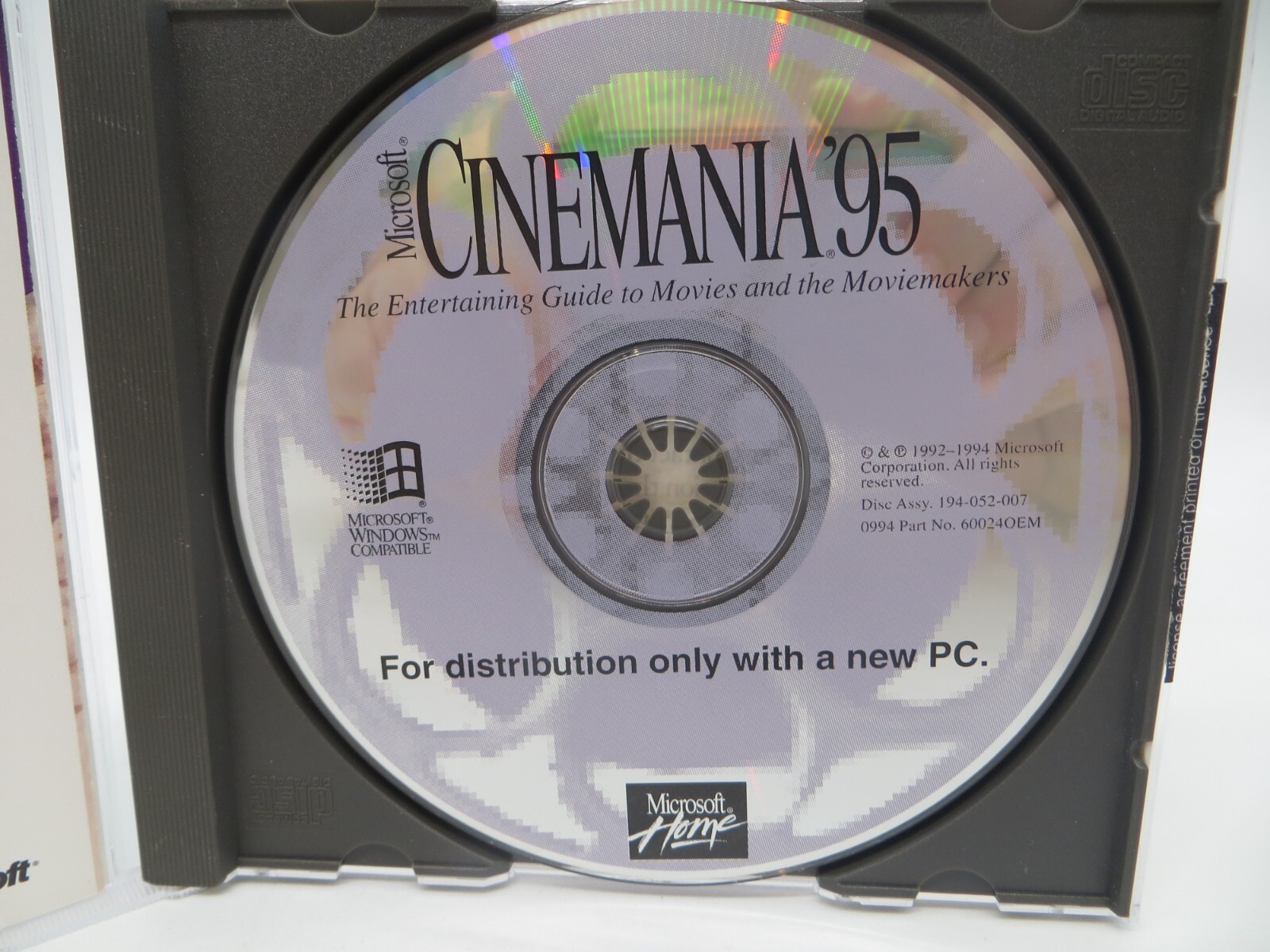 Microsoft Cinemania '95 CD-ROM 600240EM Computer Disc