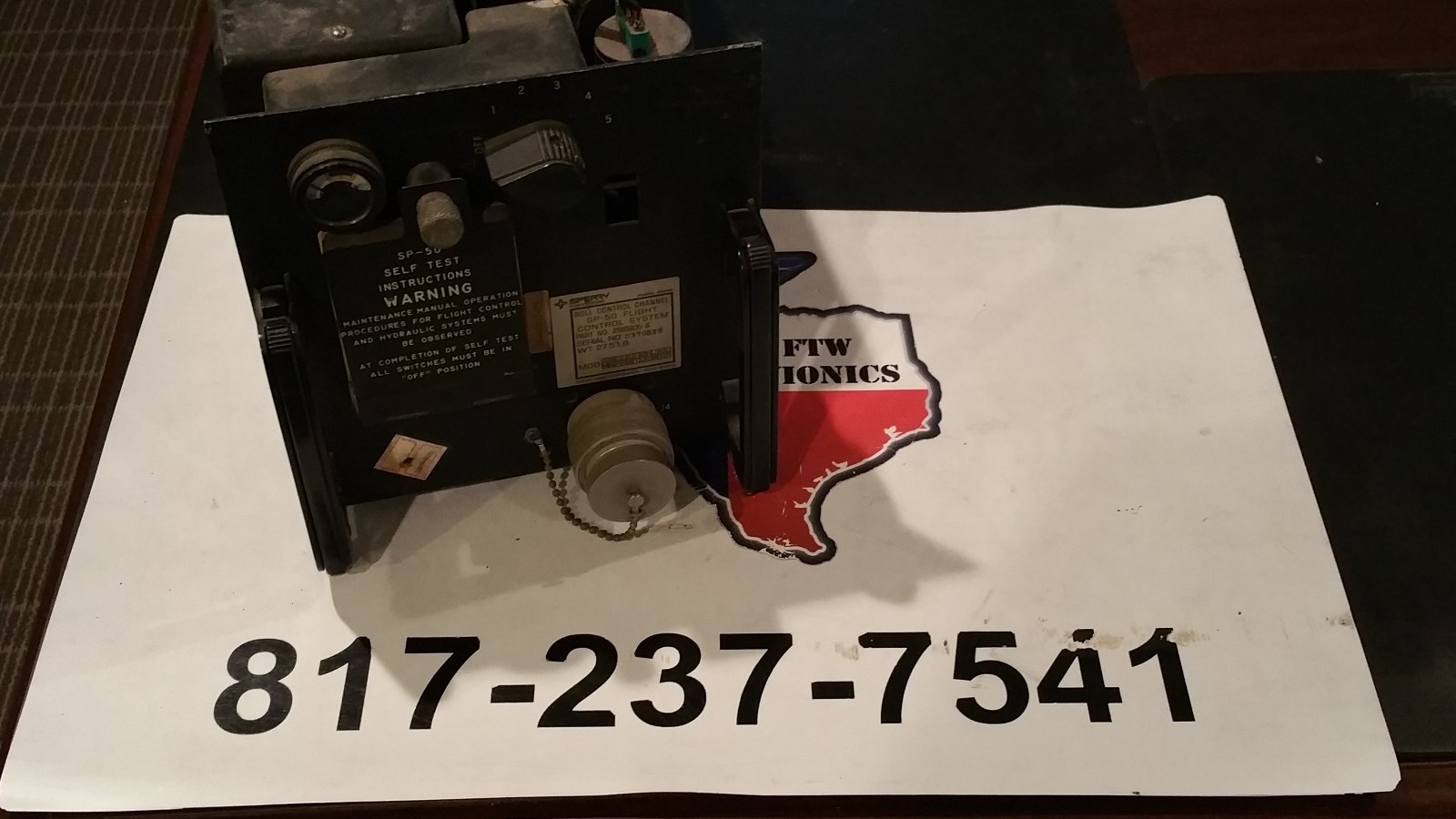 FLIGHT CONTROL SYSTEM, SP50, 2585805-6,  as removed