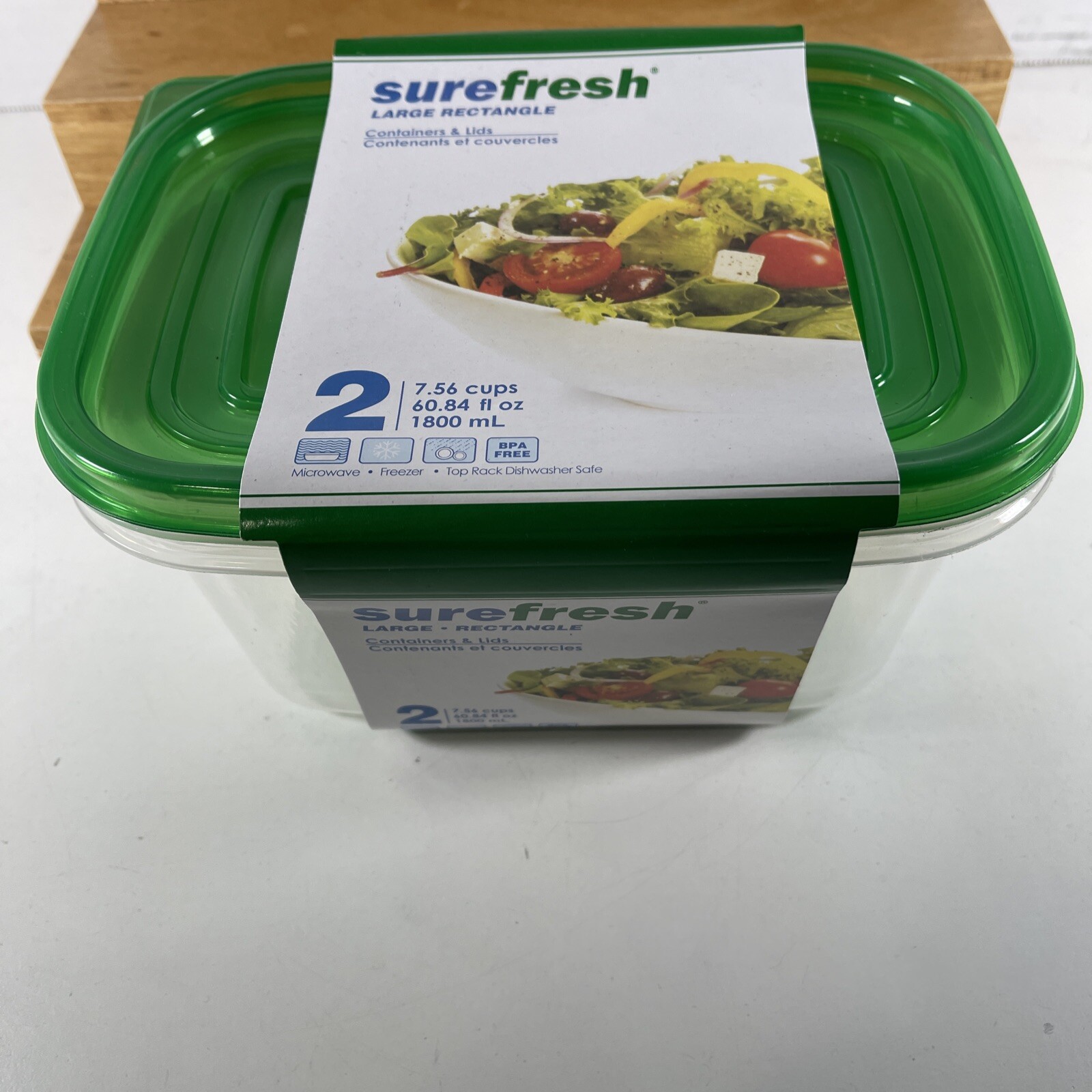 NEW SURE FRESH  2X LARGE 7.56 CUPS Clear Reusable