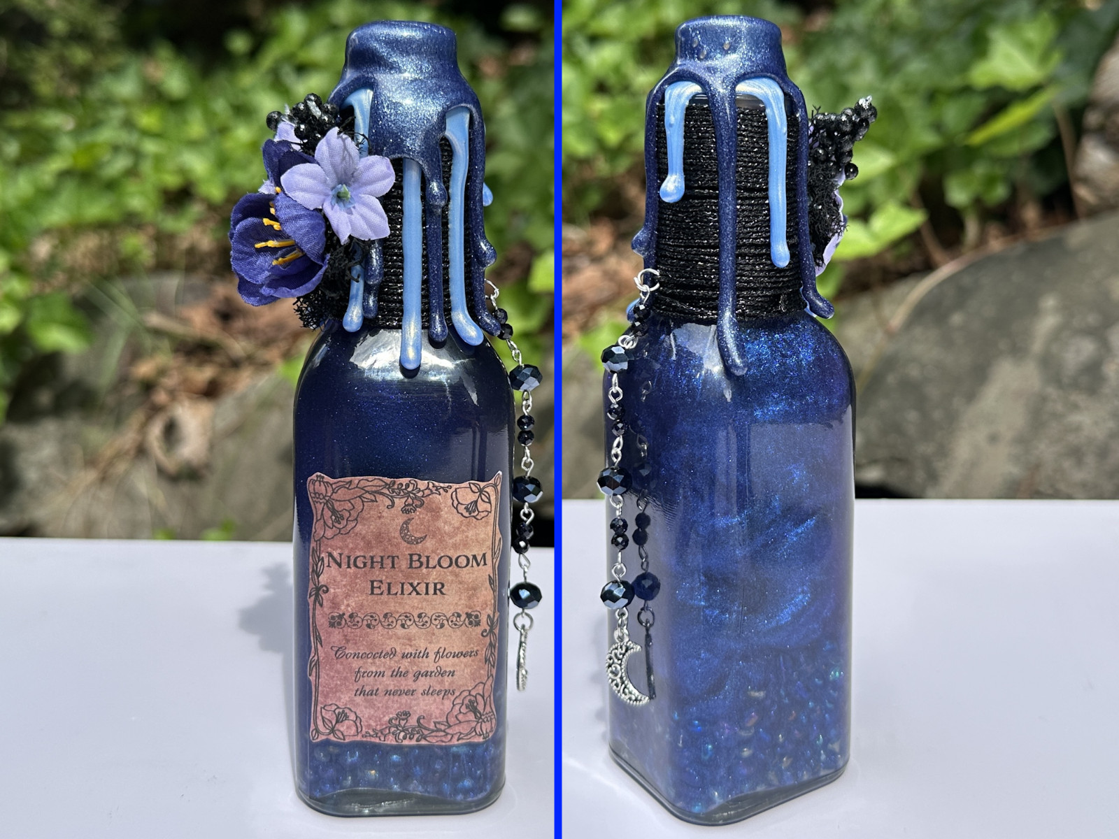 Night Bloom Elixir Decorative Color Changing Potion Bottle Fantasy Decor
