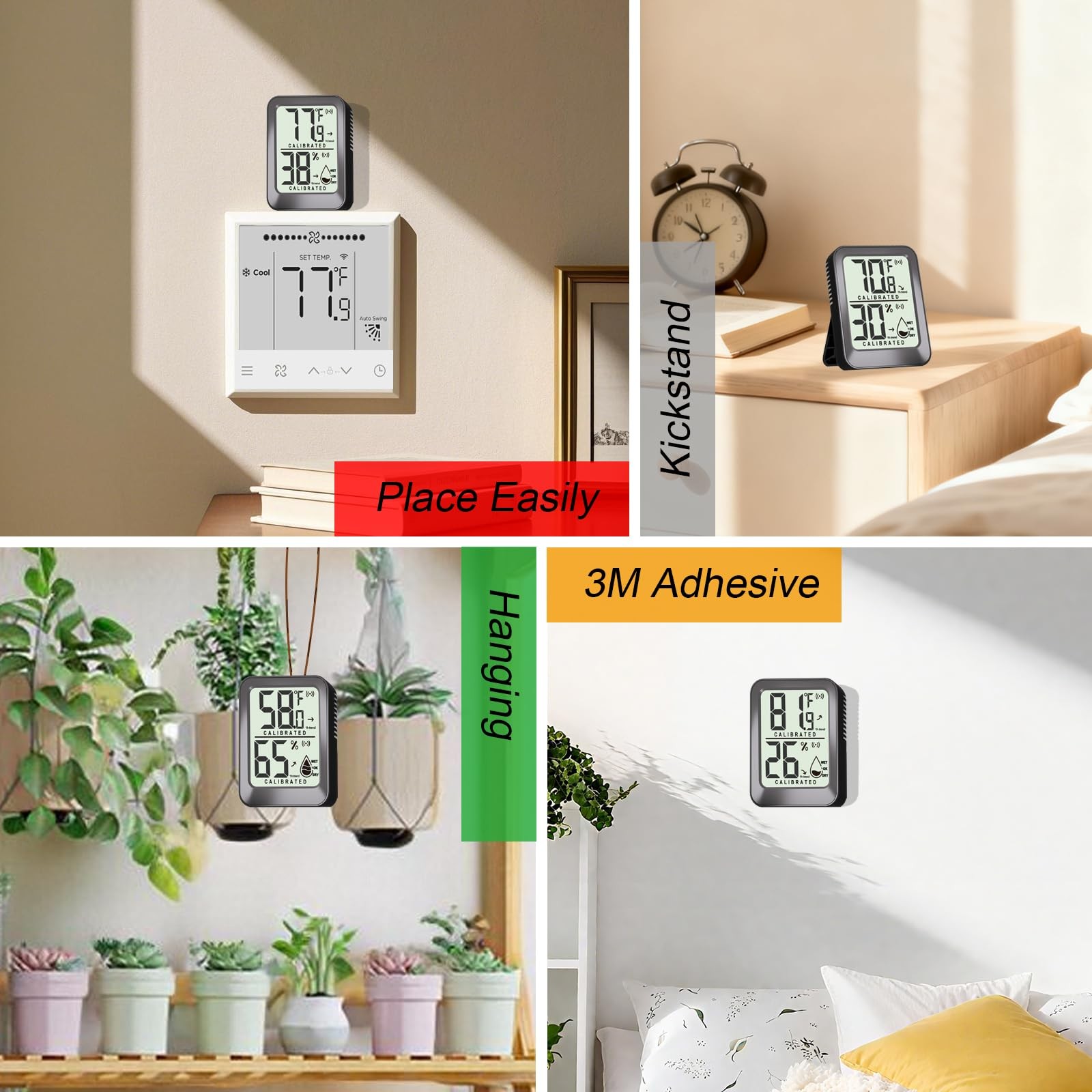 AyayaBoss 3 Pack Room Thermometer Indoor Hygrometer for Home, Digital Sensor ...
