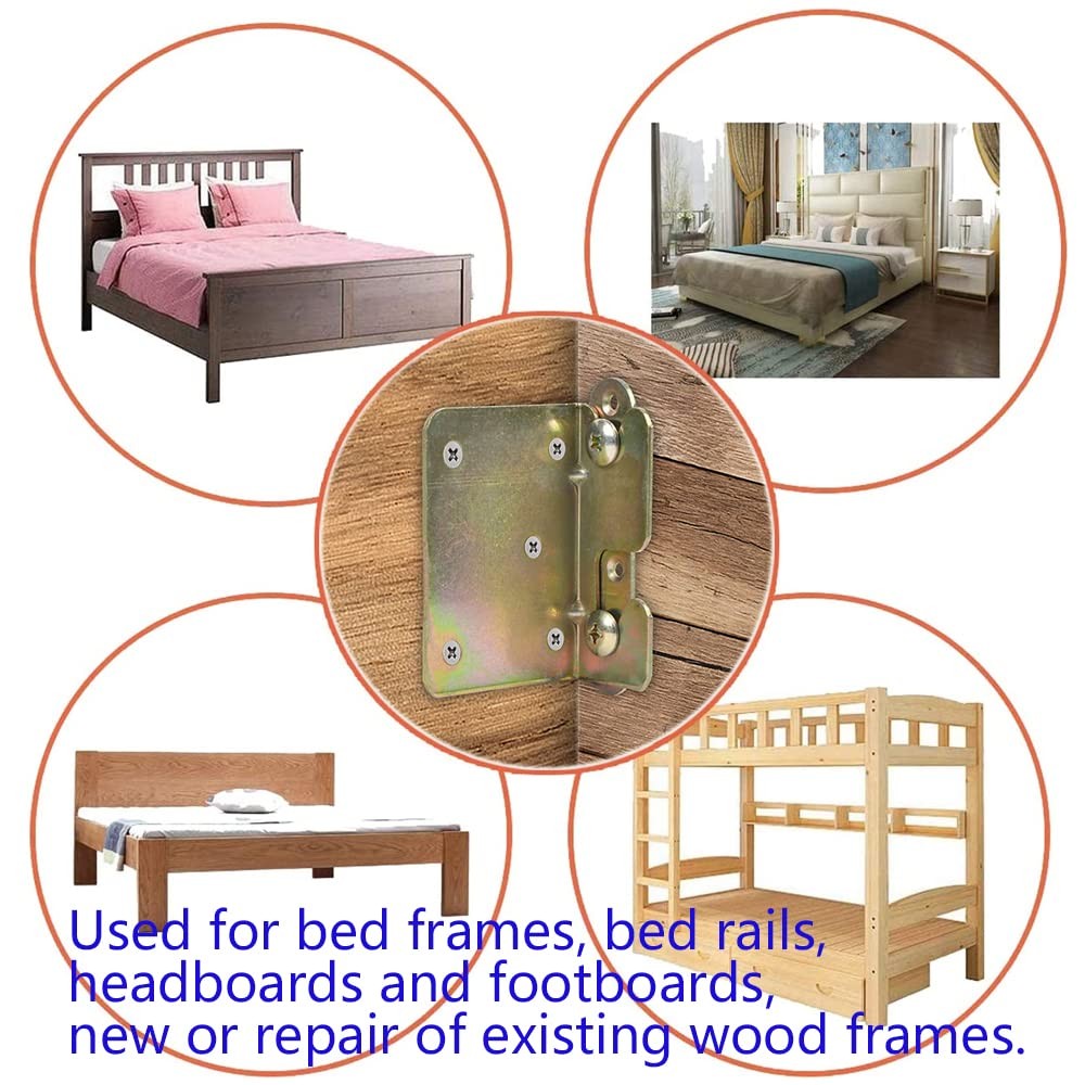 Bed Rail Brackets, Bed Frame Hardware, Set of 4 with Screws