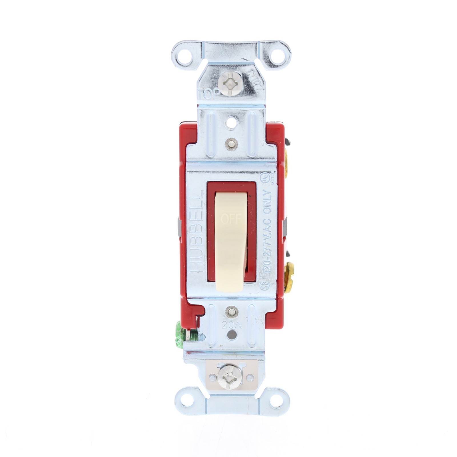 Hubbell Almond INDUSTRIAL Grade Single Pole Toggle Wall Light Switch 20A 1221AL
