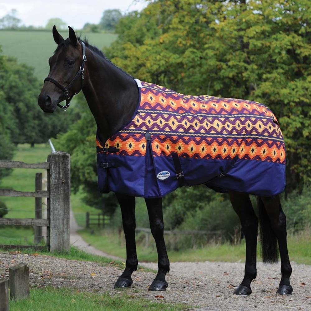 WEATHERBEETA Comfitec Essential Standard Neck Med Turnout Plum Navajo Print - 69