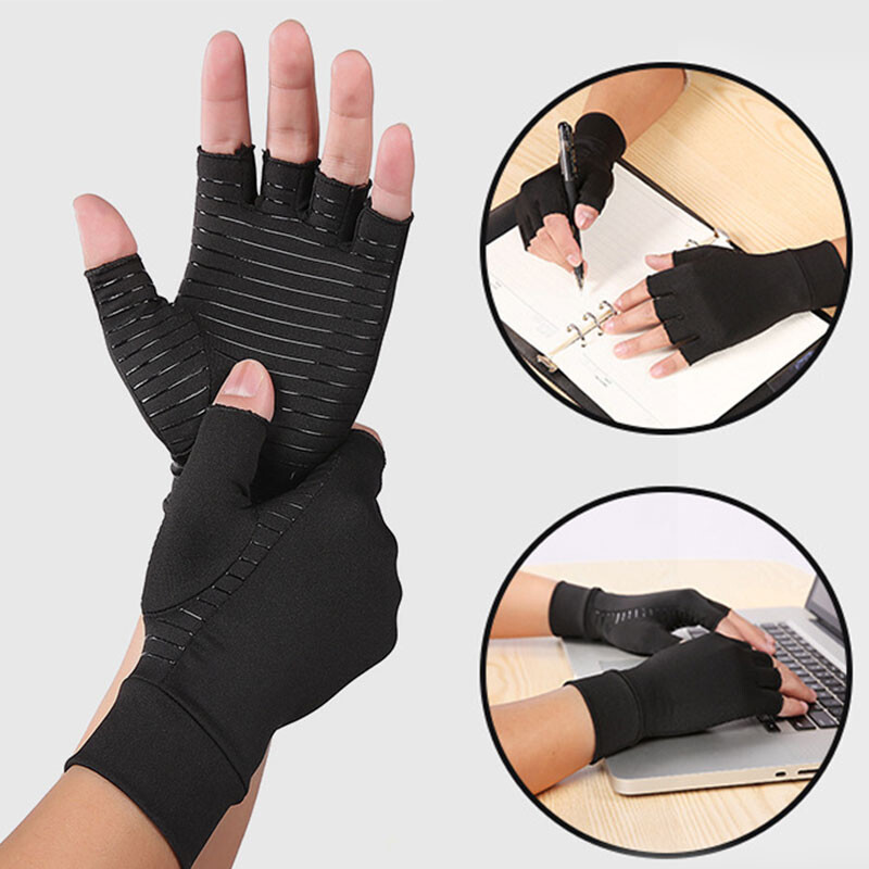 2Pairs Copper Compression Arthritis Gloves Carpal Tunnel Joint Pain Relief Hand⇓
