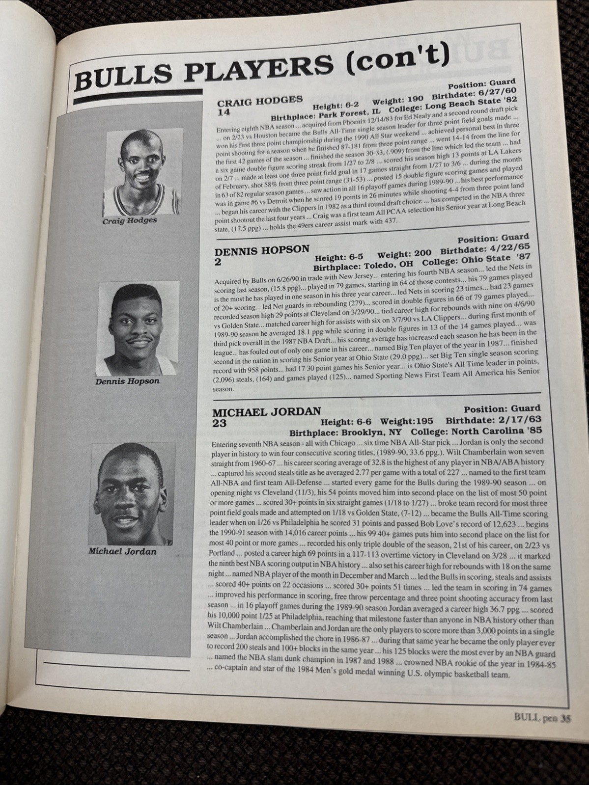 1990-91 Chicago Bulls Game Program Micheal Jordan Missing Insert Pages 61-64