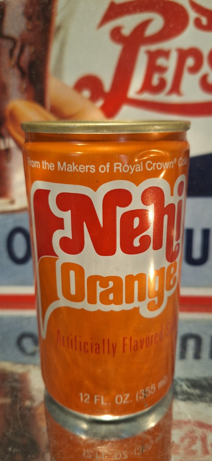 🍺 Nehi Orange Cola Soda Pop Can Advertising Prop Empty 70's 80's